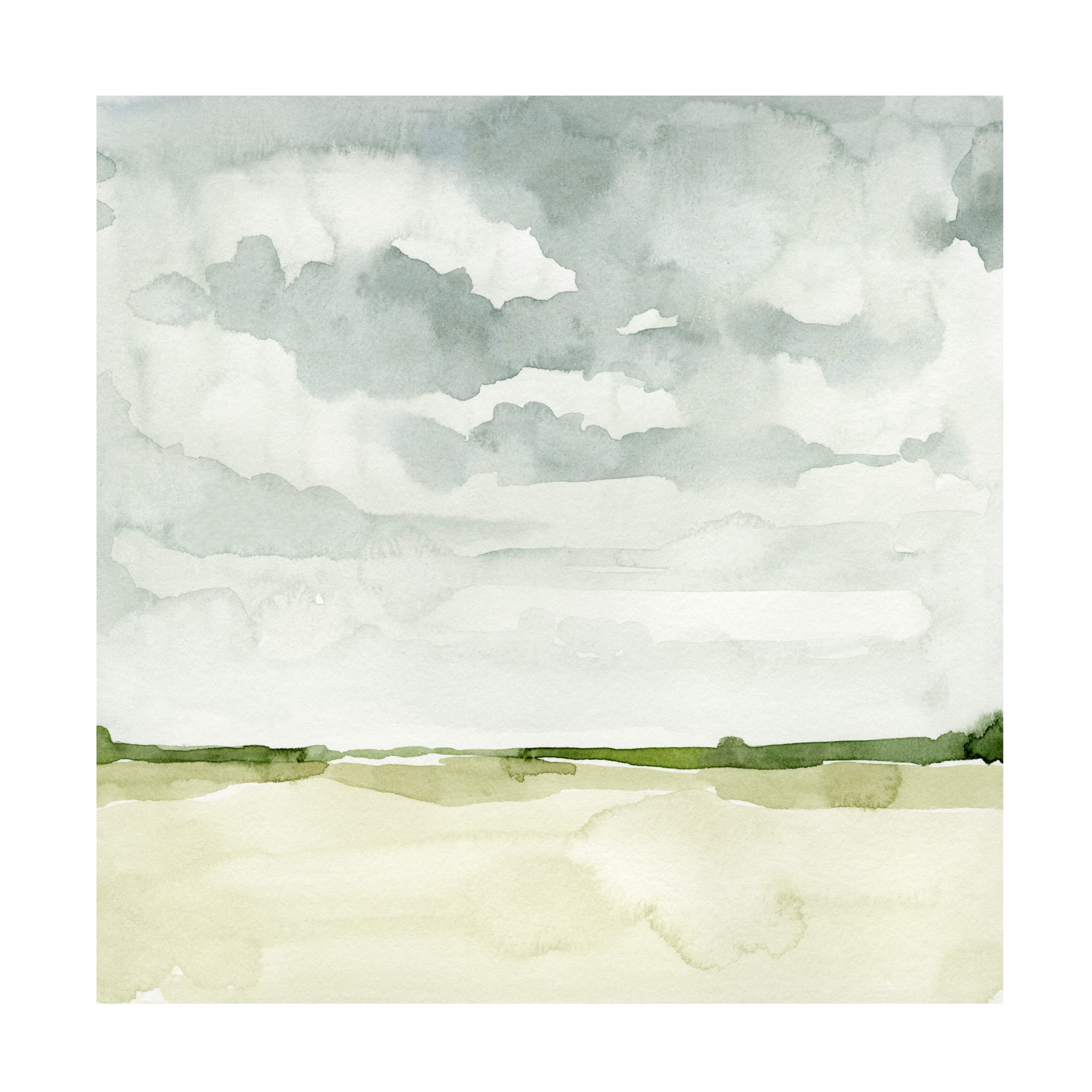 Emma Caroline 'Field After Rain I' Canvas Wall Art Print - Modern Landscape Painting for Living Room, Bedroom & Office Decor