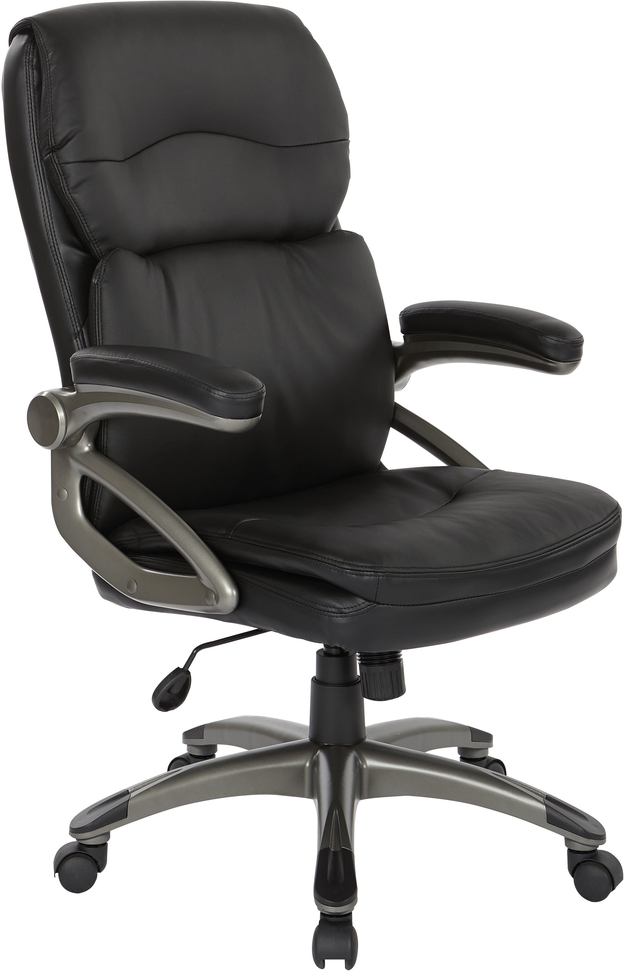 Office Star High Back Leather Executive Manager's Chair [ECH9123] - Ergonomic Office Chair for Home & Business, Premium Leather Desk Chair with Lumbar Support for Comfortable Working