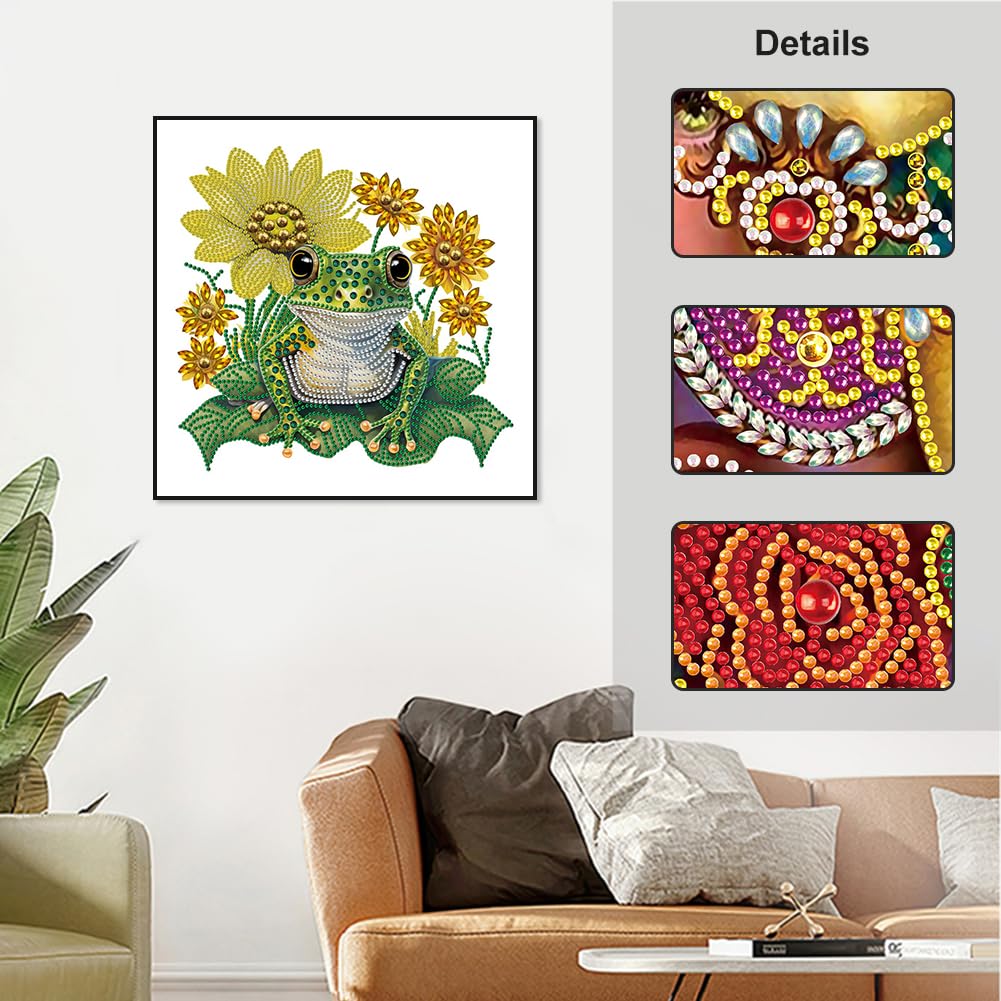 5D Diamond Painting Kits for Adults Beginners - Special Shape Crystal Rhinestones Art (12×12 inch) Frog Sunflower Design - DIY Home Wall Decor, Relaxing Craft Gift for Women & Teens | Perfect for Stress Relief, Bedroom Decor & Creative Hobbies