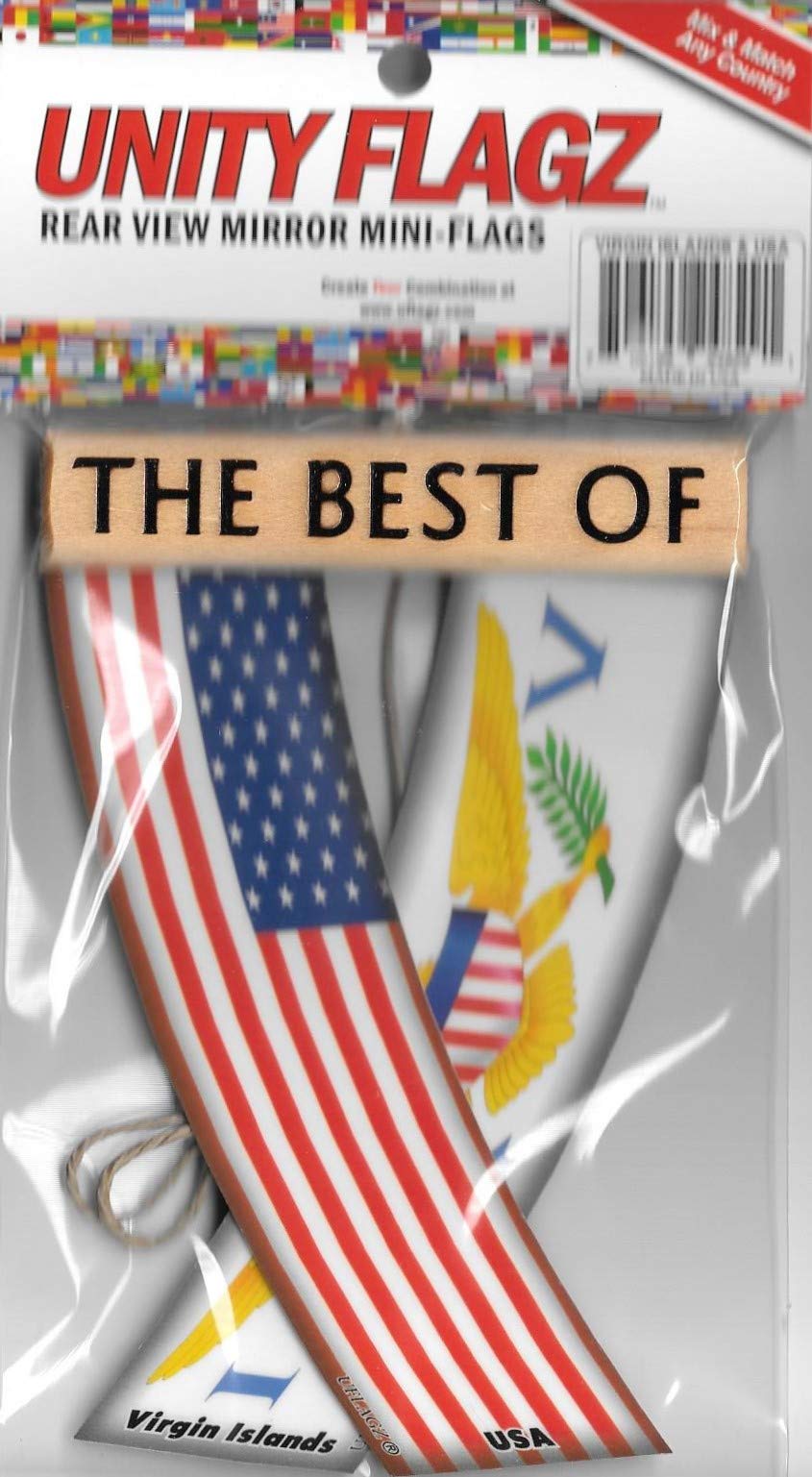 VI & USA American ST Thomas Caribbean Car Rearview Mirror Mini Banner Hanging Flags - Unity Flagz™ for Road Trips & Island Vibes