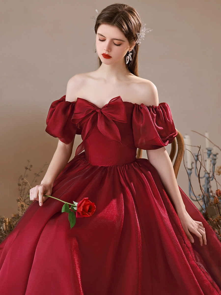 Elegant A-Line Burgundy Tulle Long Prom Dress for Women - Formal Evening Gown for Homecoming, Ball, Wedding & Special Occasions