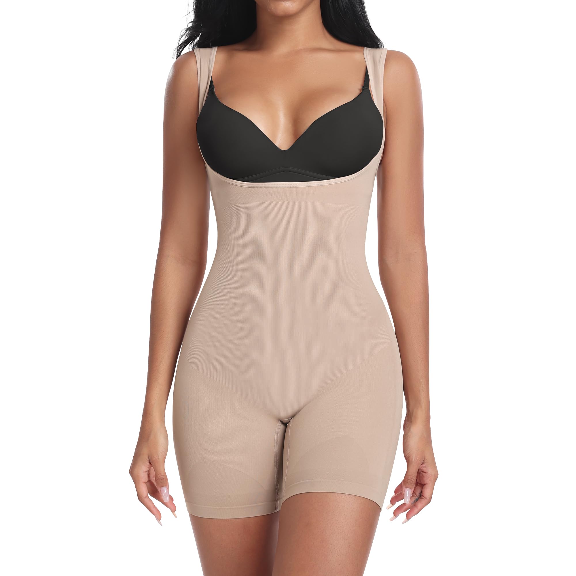 Best Shapewear Bodysuit for Women - Tummy Control Seamless Body Shaper, Underbust Mid Thigh Slimming Fajas - Perfect for Everyday Wear, Special Occasions & Postpartum Recovery