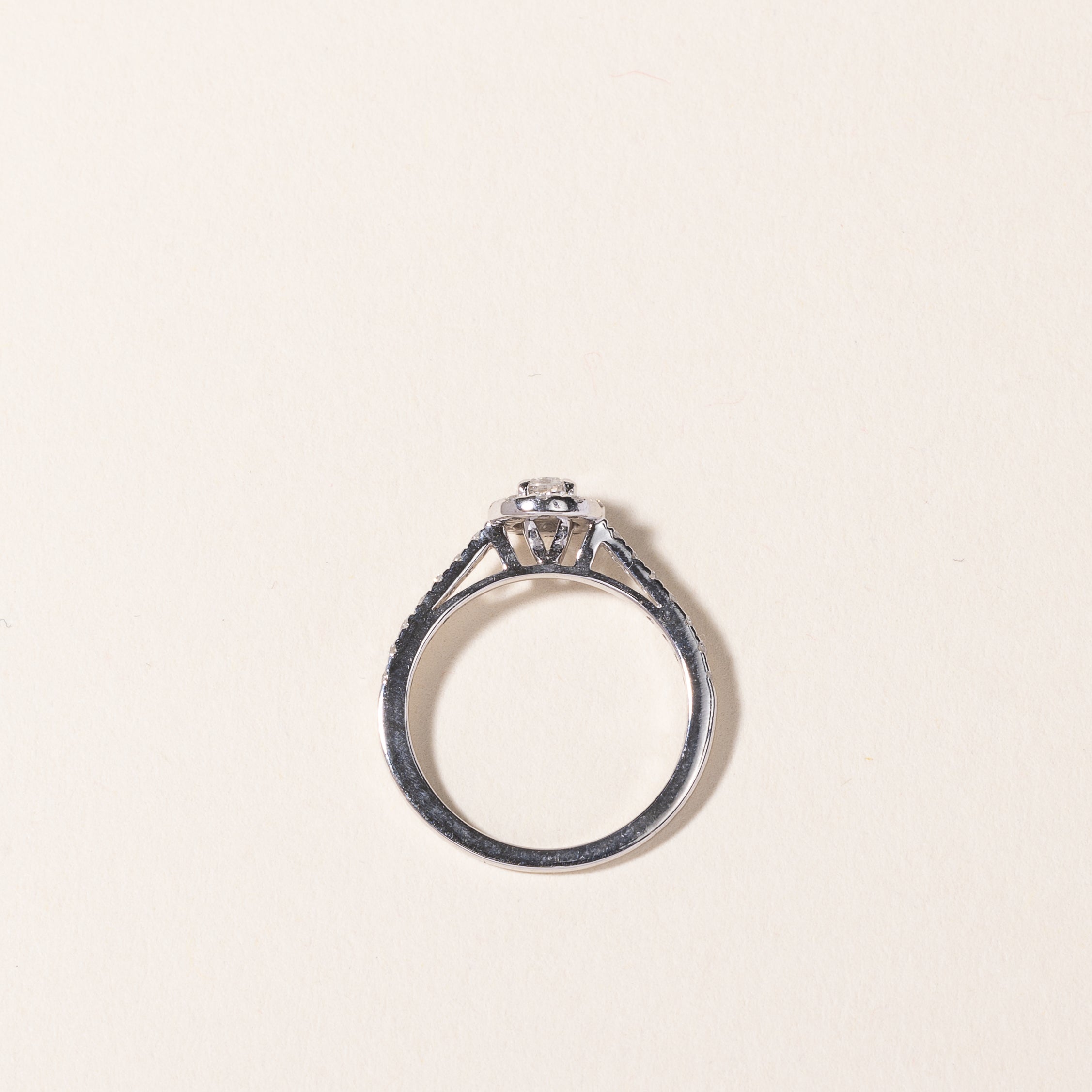 10K White Gold Diamond Halo Engagement Ring 0.40ctw Size 5 - Perfect for Proposals, Anniversaries & Bridal Jewelry Gifts