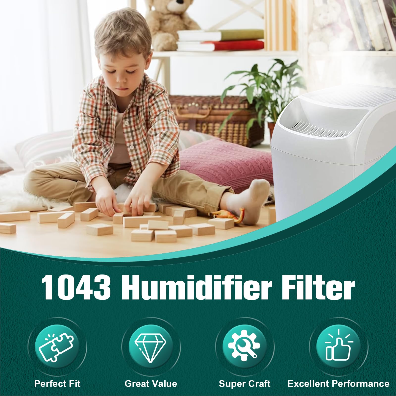 ROMON 1043 Humidifier Filter Wick Replacement (2 Pack) - Compatible with Essick Air AIRCARE 821000/826000/826800/831000, EP9500/EP9700/EP9R500/EP9R800 & Bemis Space Saver 8000 Series - Perfect for Bedroom, Office and Dry Climate Areas