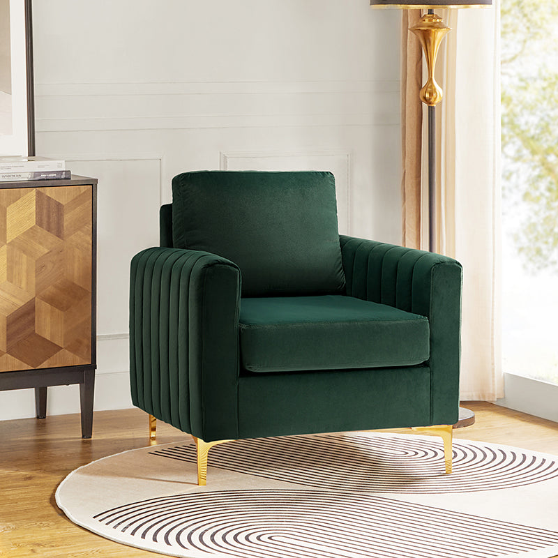 Luxury Didyme Velvet Club Armchair - Modern Accent Chair for Living Room, Bedroom & Office - Plush Upholstered Lounge Chair with Sturdy Wooden Legs - Perfect for Reading Nook, Home Theater & Cozy Spaces