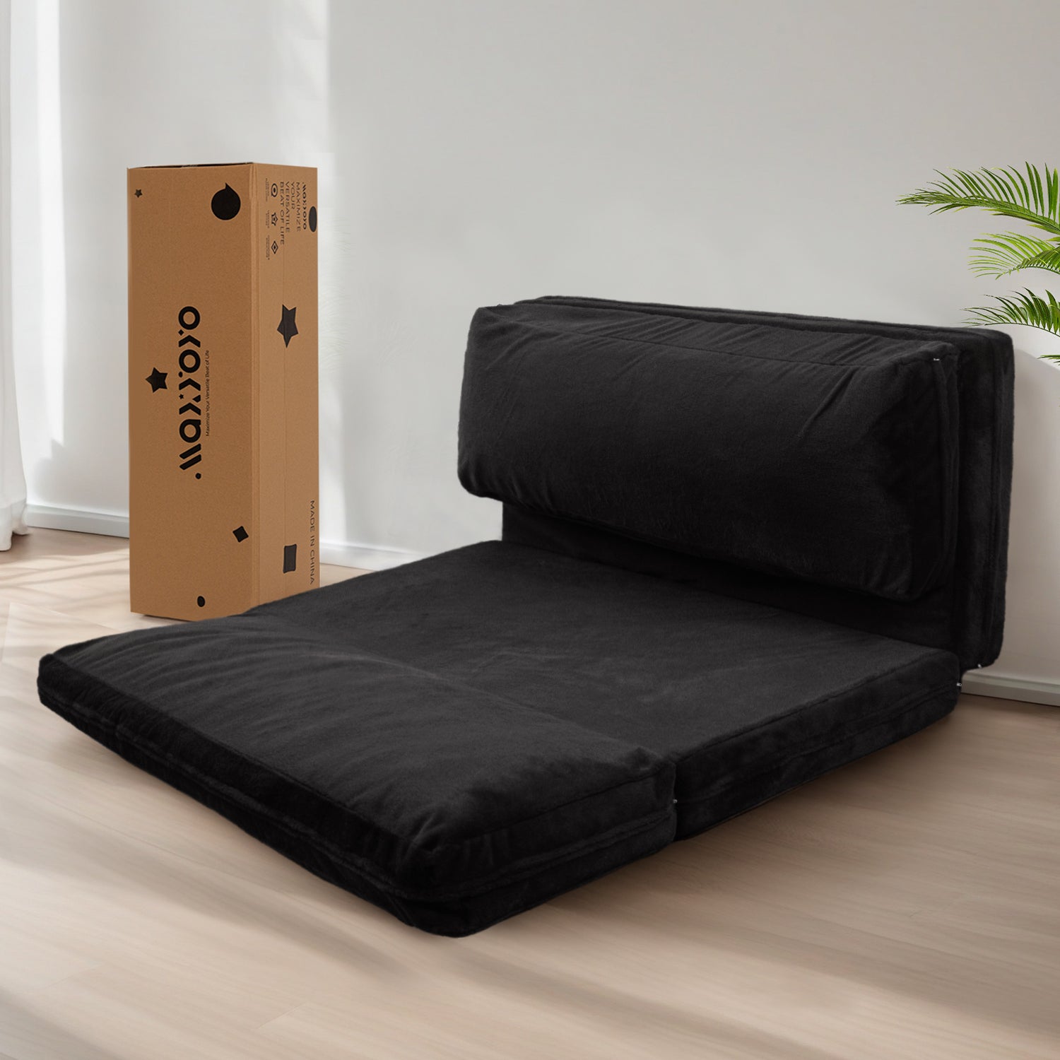 MAXYOYO Bean Bag Folding Sofa Bed - Extra Thick Floor Mattress with Washable Faux Fur Cover | Perfect for Living Room, Bedroom, Dorm & Game Room Lounging