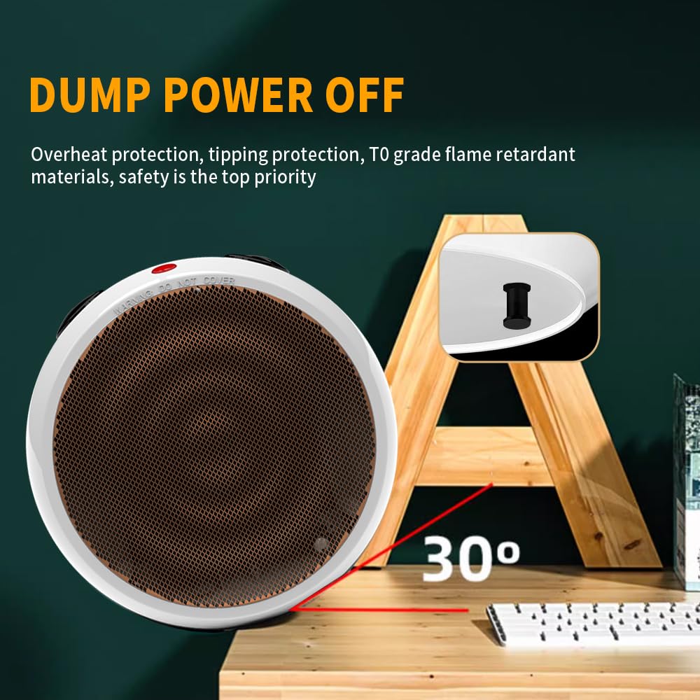 Coplax 1500W Portable Electric Space Heater with Adjustable Thermostat - 1 Second Fast Heating, Overheat & Tip-Over Protection, Ultra Quiet Ceramic Heater for Office, Bedroom, Living Room - Covers Up to 300 Sq.Ft - Perfect for Winter Home Heating & Workspace Warmth