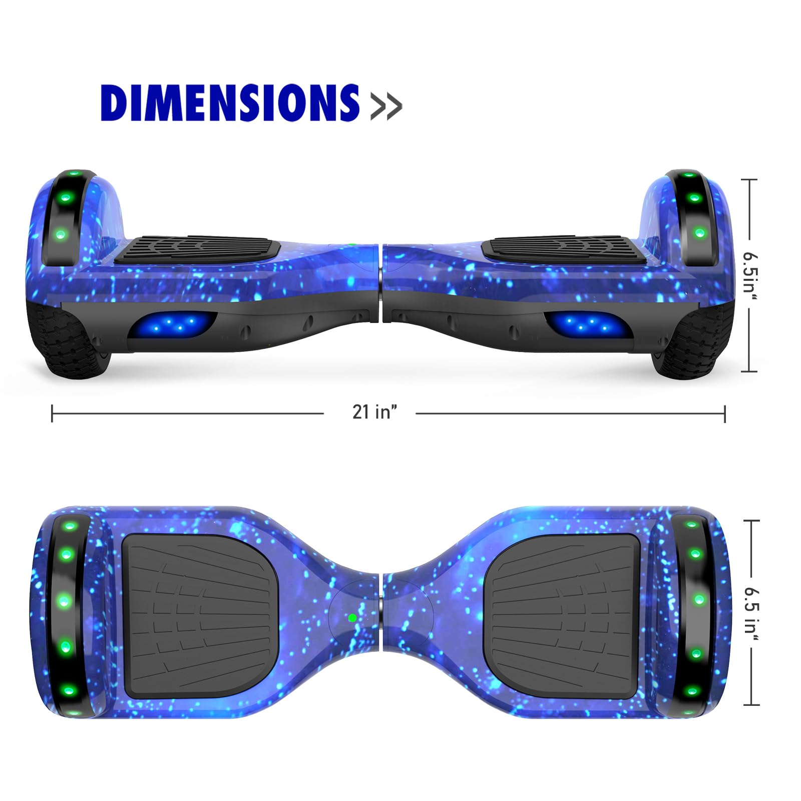 6.5 Inch Self Balancing Hoverboard Scooter with Bluetooth Speaker & LED Lights - Best Electric Hover Board for Kids Ages 6-12 - Perfect for Indoor/Outdoor Riding, Commuting & Fun Gifts