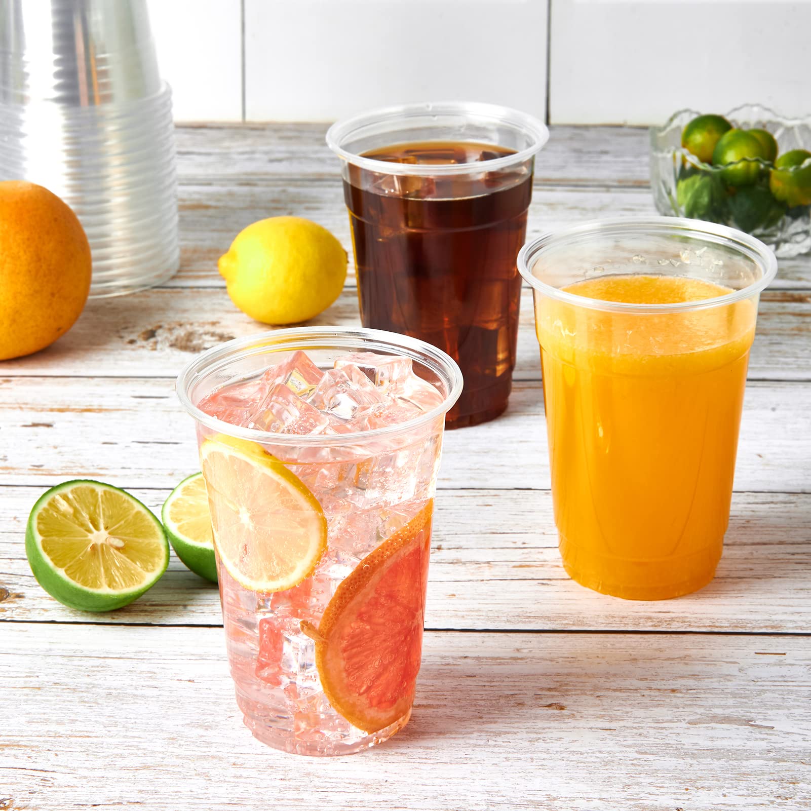 Turbo Bee 100 Pack 16 oz Clear Disposable Plastic Cups - Crystal Clear Party Cups for Iced Coffee, Smoothies, Slurpees & Cold Beverages - Perfect for Parties, BBQs, Picnics & Outdoor Events
