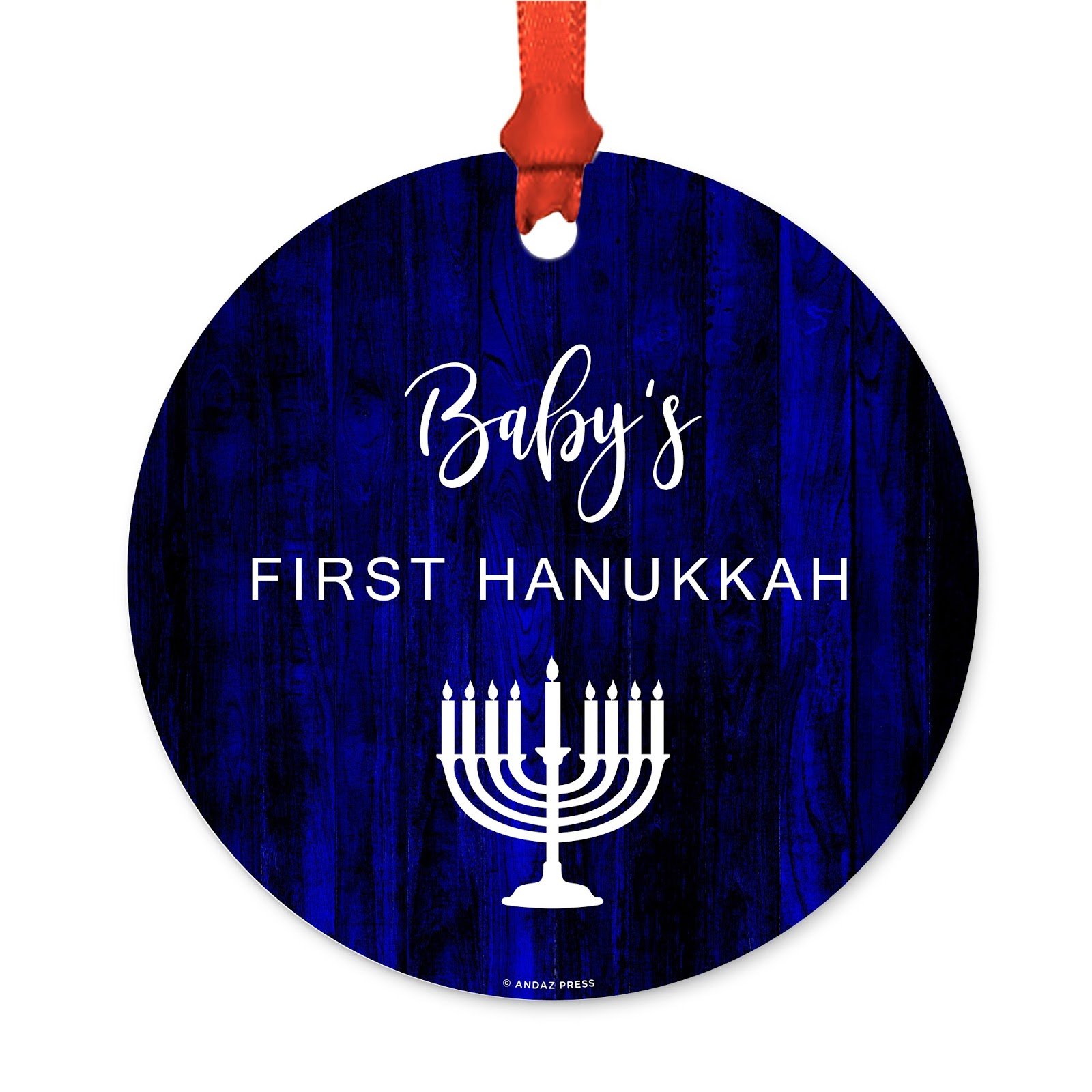 Funny Jewish Family Hanukkah Metal Ornaments - Baby's First Hanukkah Gift Set (1-Pack with Ribbon & Gift Bag) - Perfect for Baby Showers, Bar Mitzvahs & Jewish Holiday Decorations - Great for Christmas Tree, Home Decor & Holiday Gifting