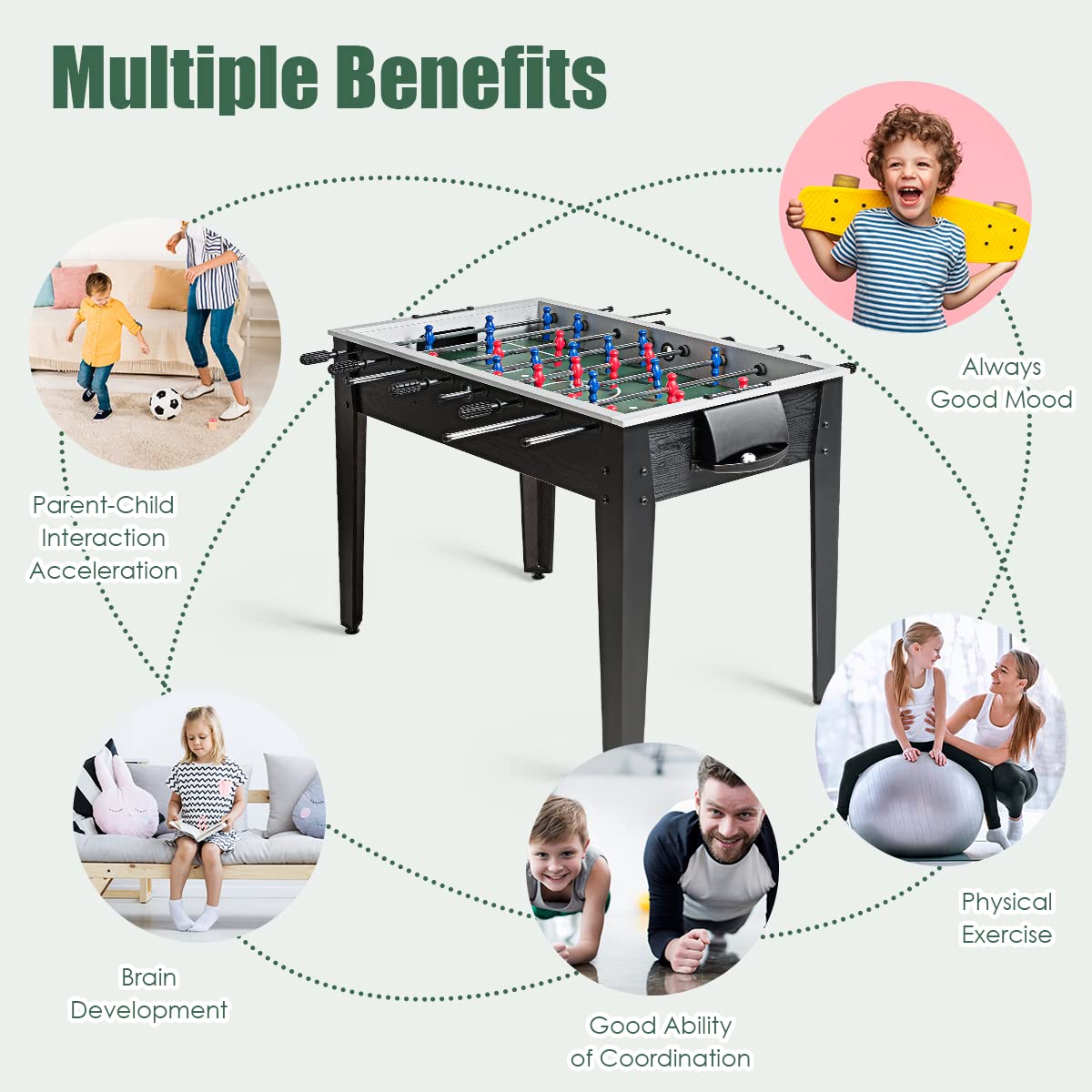 Goplus 48'' Wooden Foosball Table with 2 Soccer Balls & Score Keepers - Professional Size Indoor Game Table for Adults, Kids & Teens - Perfect for Game Rooms, Arcades, Basements & Family Fun Nights