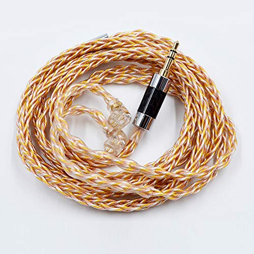 FAAEAL 0.75mm 2-Pin Replacement Earphone Cable - Gold Silver Copper Mixed Upgraded Audio Cable for KZ ZSN ZS10 PRO ZSX ASX ASF DQ6 Earphones | High-Quality Replacement Cord for Enhanced Sound & Comfortable Listening Experience