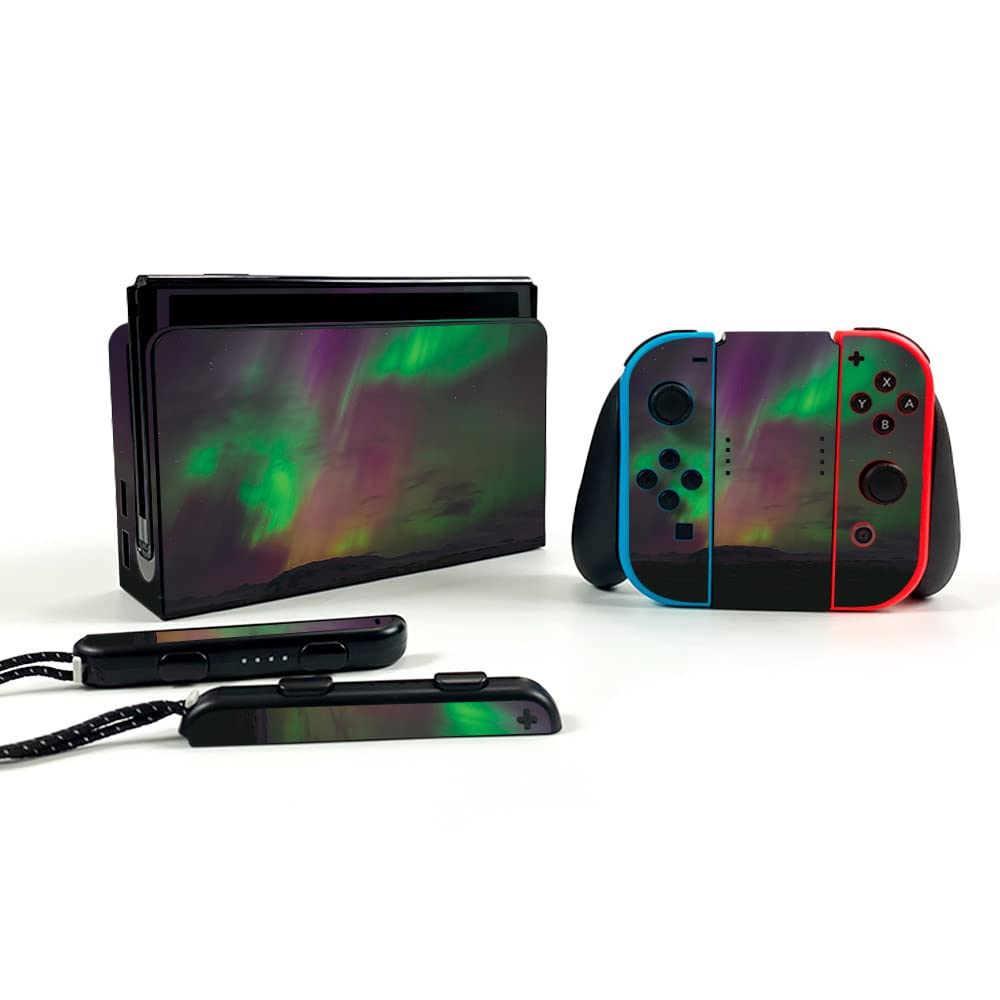 MightySkins Protective Vinyl Decal Wrap Cover for Nintendo Switch OLED - Aurora Borealis Design | Durable, Customizable Skin | Easy to Apply & Remove | Made in USA | Perfect for Gaming, Travel & Personalization