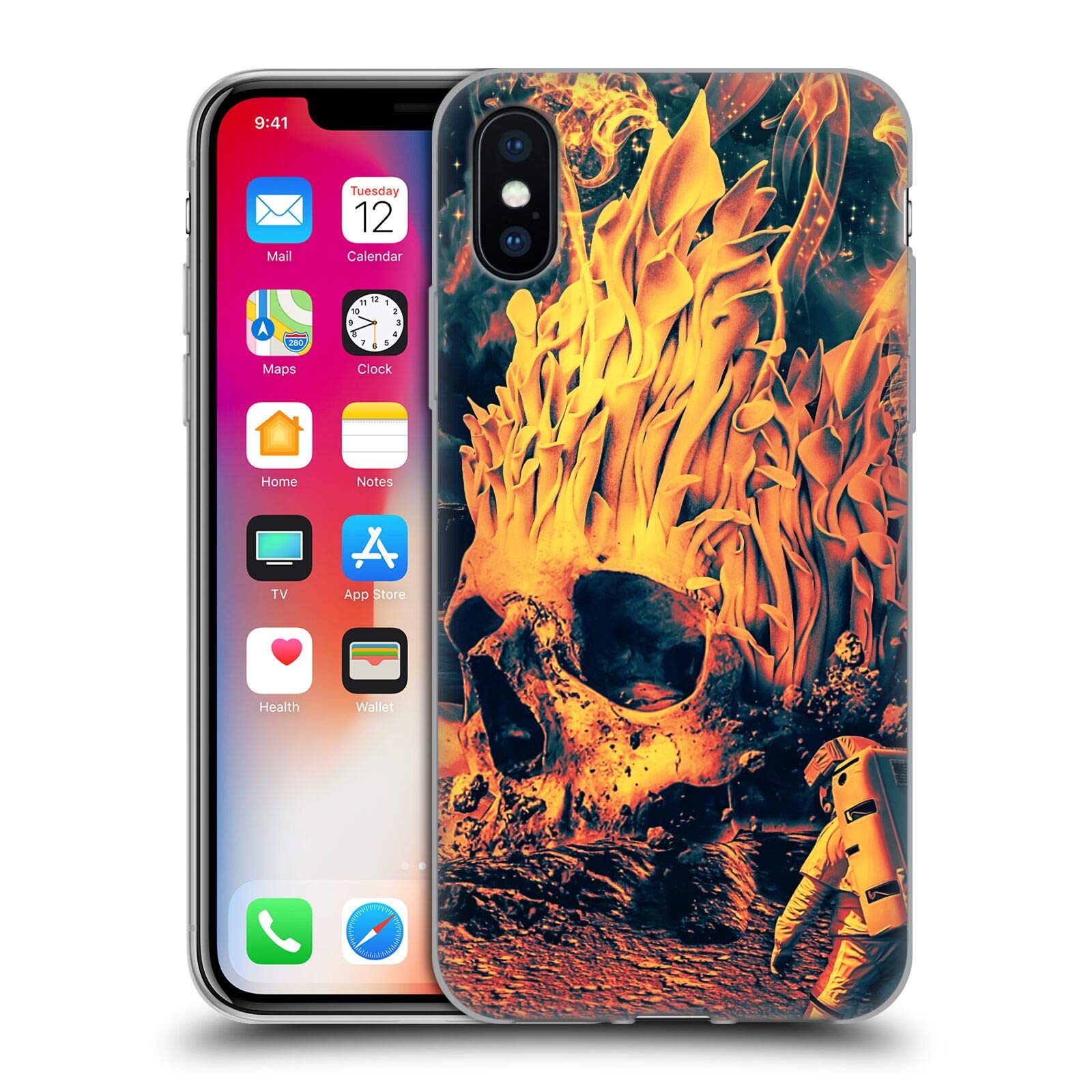 Head Case Designs Officially Licensed Riza Peker Space Skull Soft Gel Case for iPhone X/Xs - Durable Protection with Unique Artwork for Everyday Use & Gift Giving