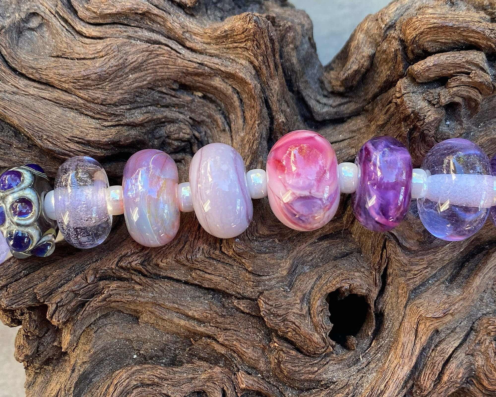 20-Piece Purple Orphan Lampwork Glass Beads Set for Jewelry Making - SRA Certified, DIY Craft Supplies for Necklaces, Bracelets & Earrings