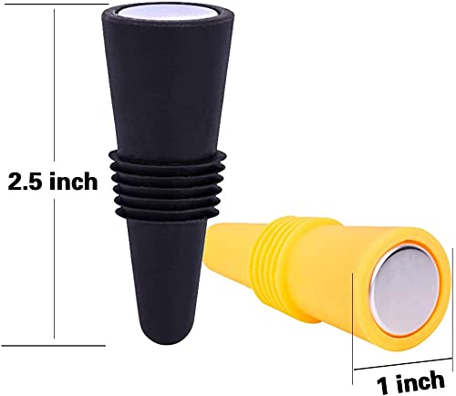 Premium Wine Stoppers Set of 4 - Colorful Silicone & Stainless Steel Bottle Stoppers for Wine, Champagne and Beverages - Airtight Seal for Freshness - Perfect for Home Bars, Parties and Gifts
