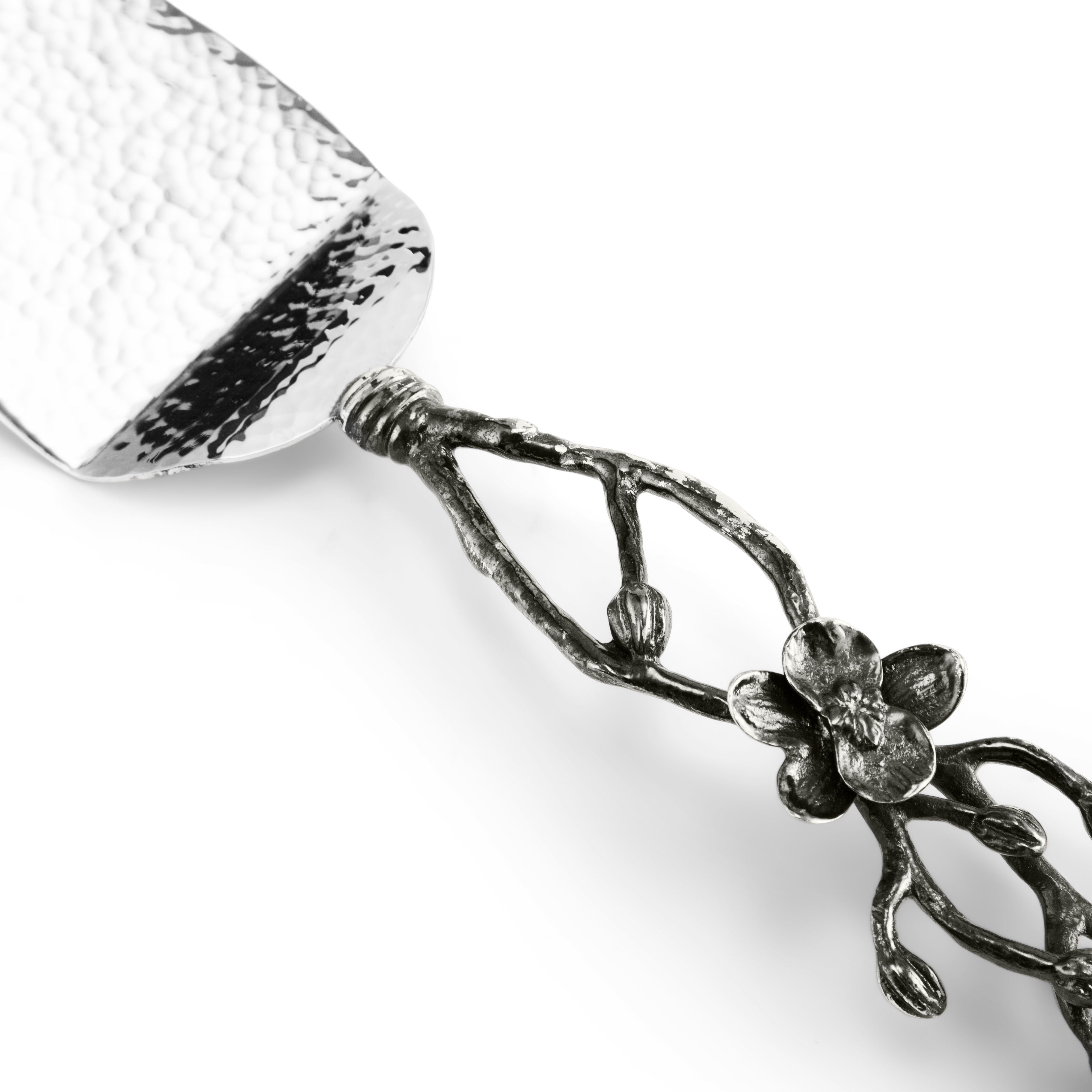Premium Black Orchid Cake Server Set - Elegant Stainless Steel Cake Knife & Server for Weddings, Birthdays & Special Occasions