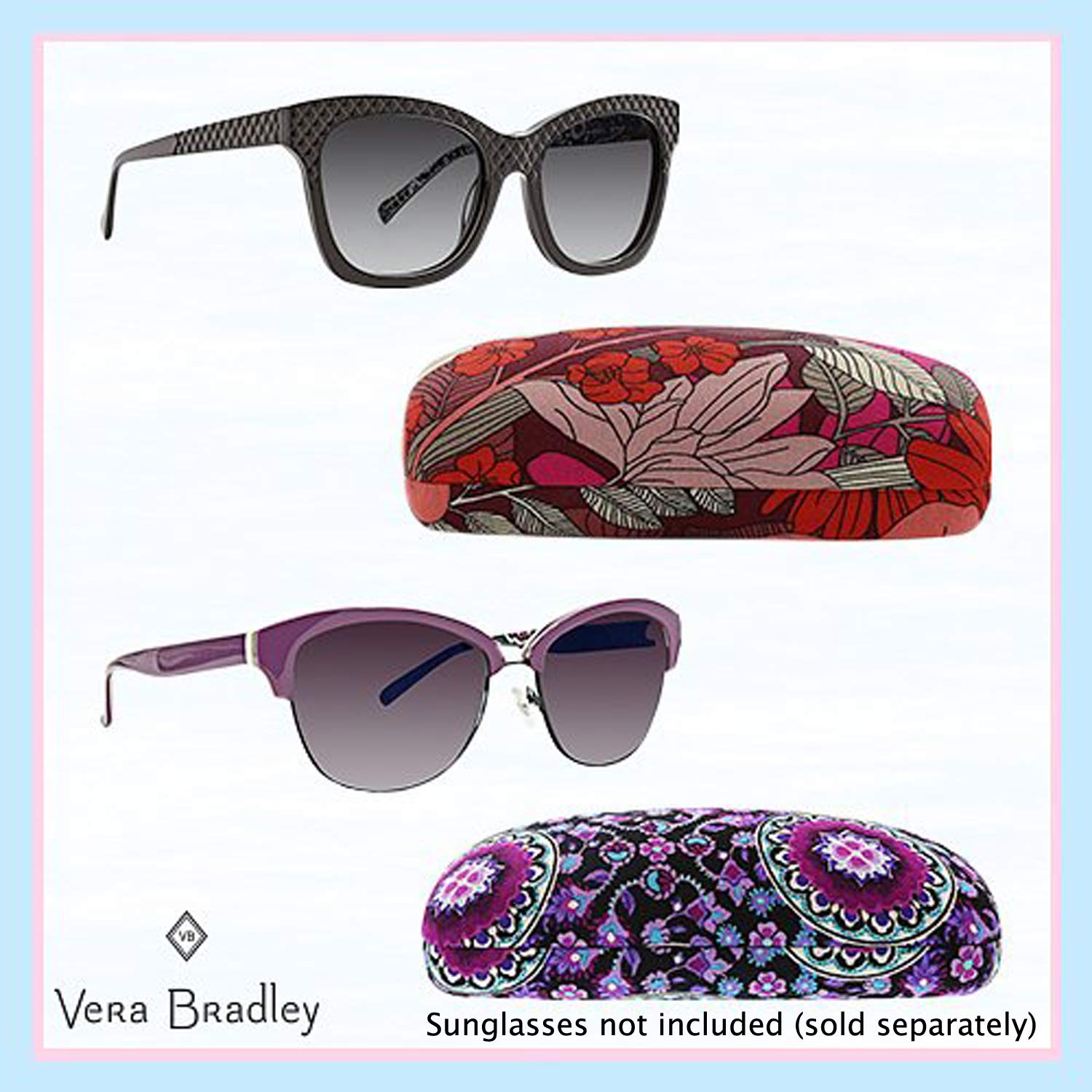 Vera Bradley Sunglasses & Eyeglasses Hard Shell Protective Case - Stylish Clamshell Design for Travel, Beach, and Everyday Use