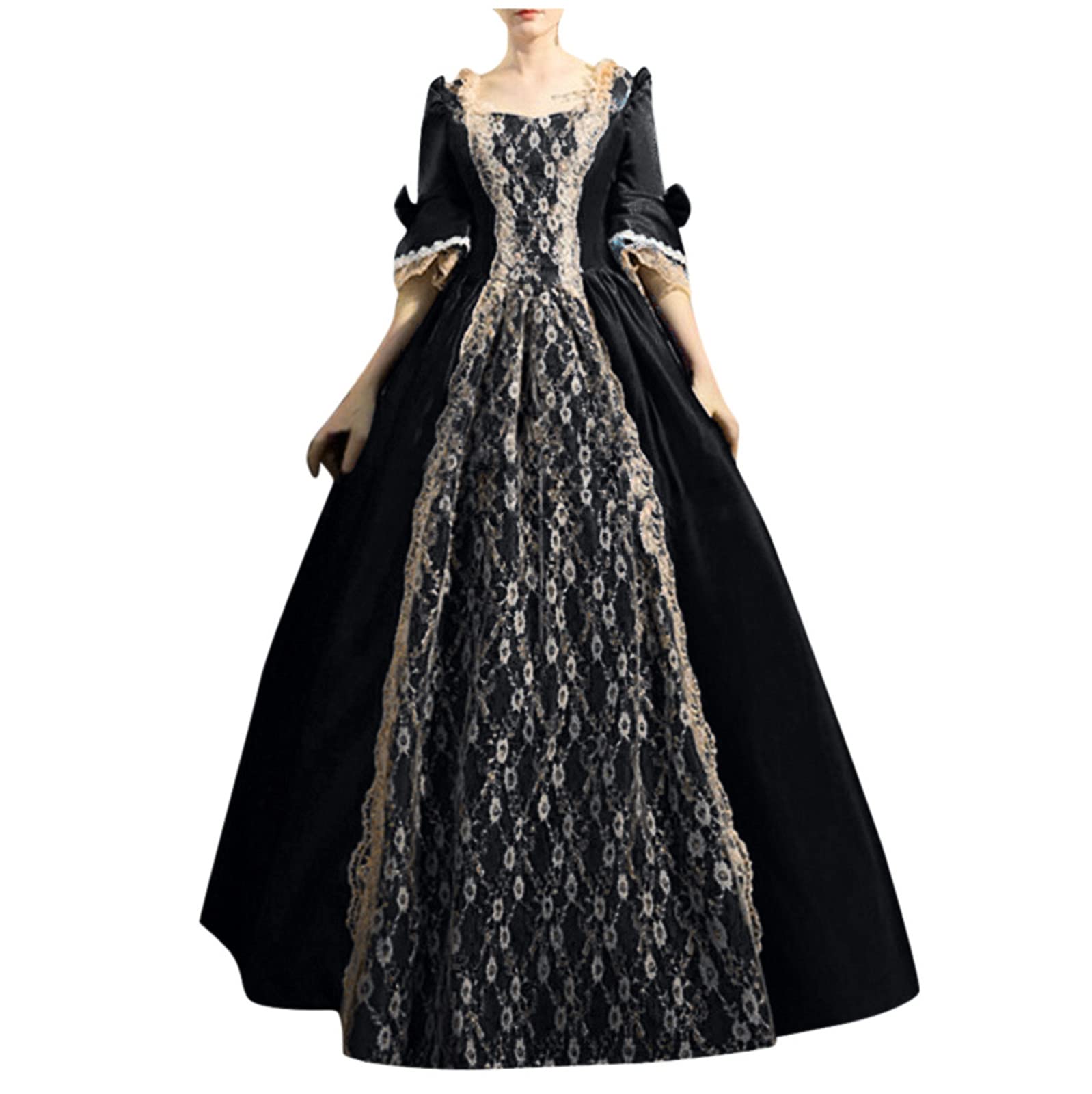 NCWSO Women's Plus Size Gothic Vintage Steampunk Dress - Retro Court Princess Half Sleeve White Evening Gown for Women | Perfect for Cosplay, Halloween, Themed Parties & Formal Events