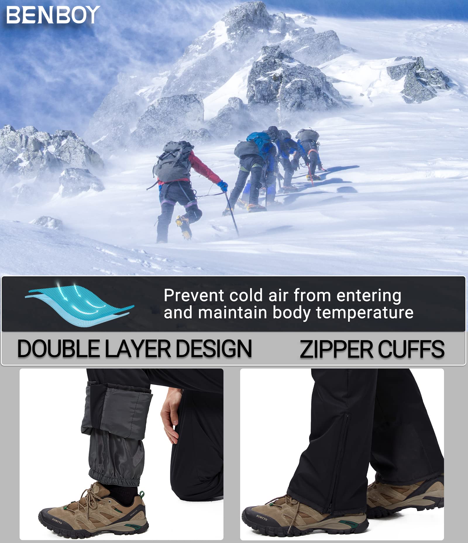 BenBoy Men's Waterproof Insulated Snow Bibs - Softshell Ski Pants with Ripstop Technology for Snowboarding & Winter Sports | Perfect for Skiing, Snowboarding & Cold Weather Outdoor Activities