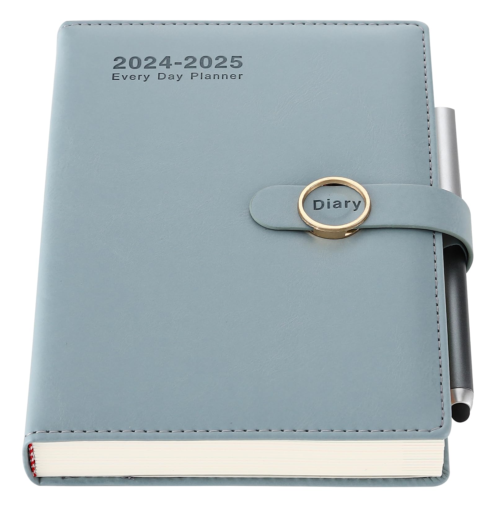 2024-2025 Daily Planner with Hourly Schedule - July 2024 to June 2025 Academic Year Diary, Colorful Monthly Tabs, Includes Pen, Stickers & Bookmarks - Sky Blue | Perfect for Students, Professionals & Productivity Tracking