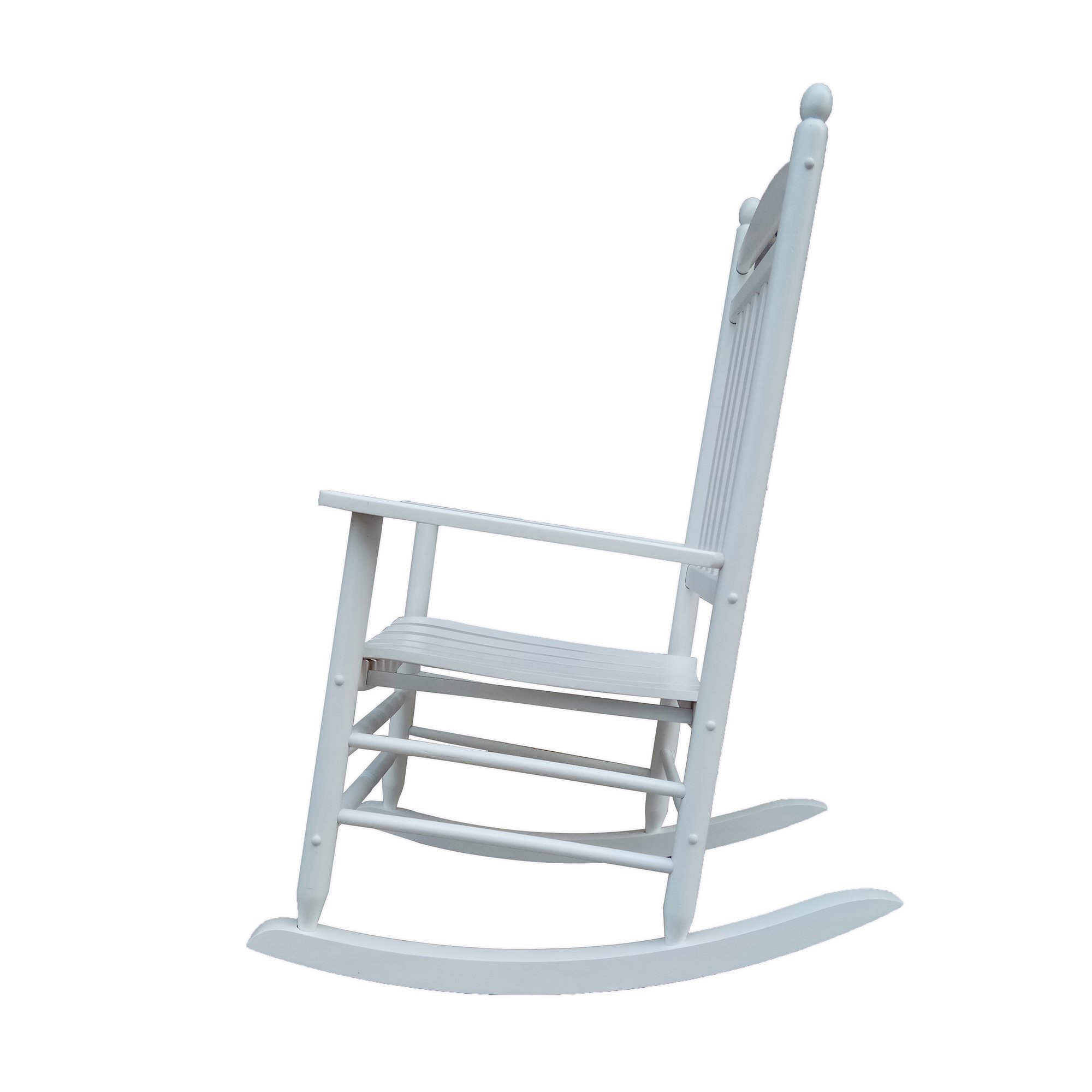White Wood Porch Rocker - Outdoor Rocking Chair with Easy Assembly | Comfortable Patio, Garden & Living Room Rocker for Relaxing | A040WT Model