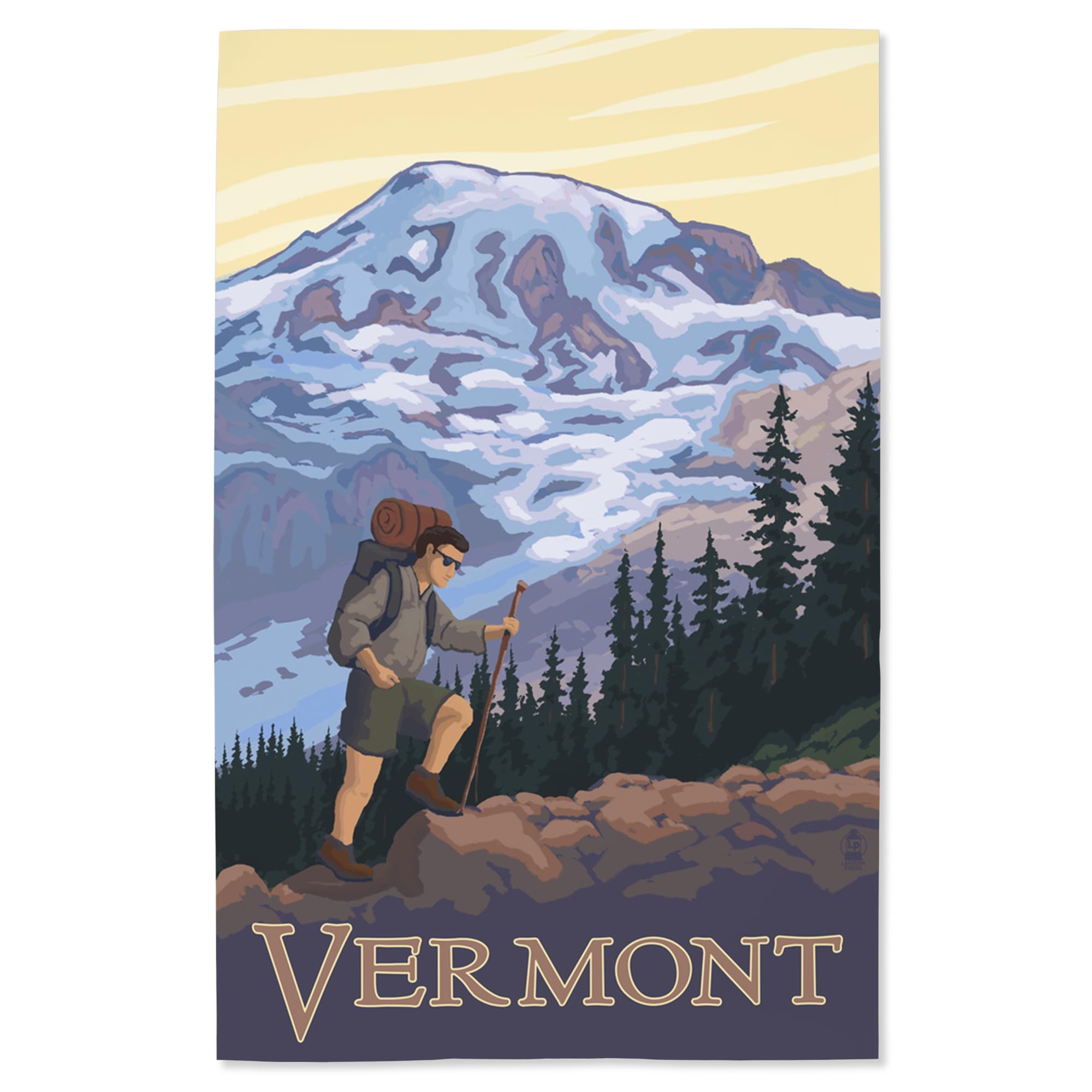 Lantern Press 16x24 Inch Giclee Art Print - Vermont Mountain Hiker Landscape Wall Art - Perfect for Home Decor, Office & Cabin Wall Decor