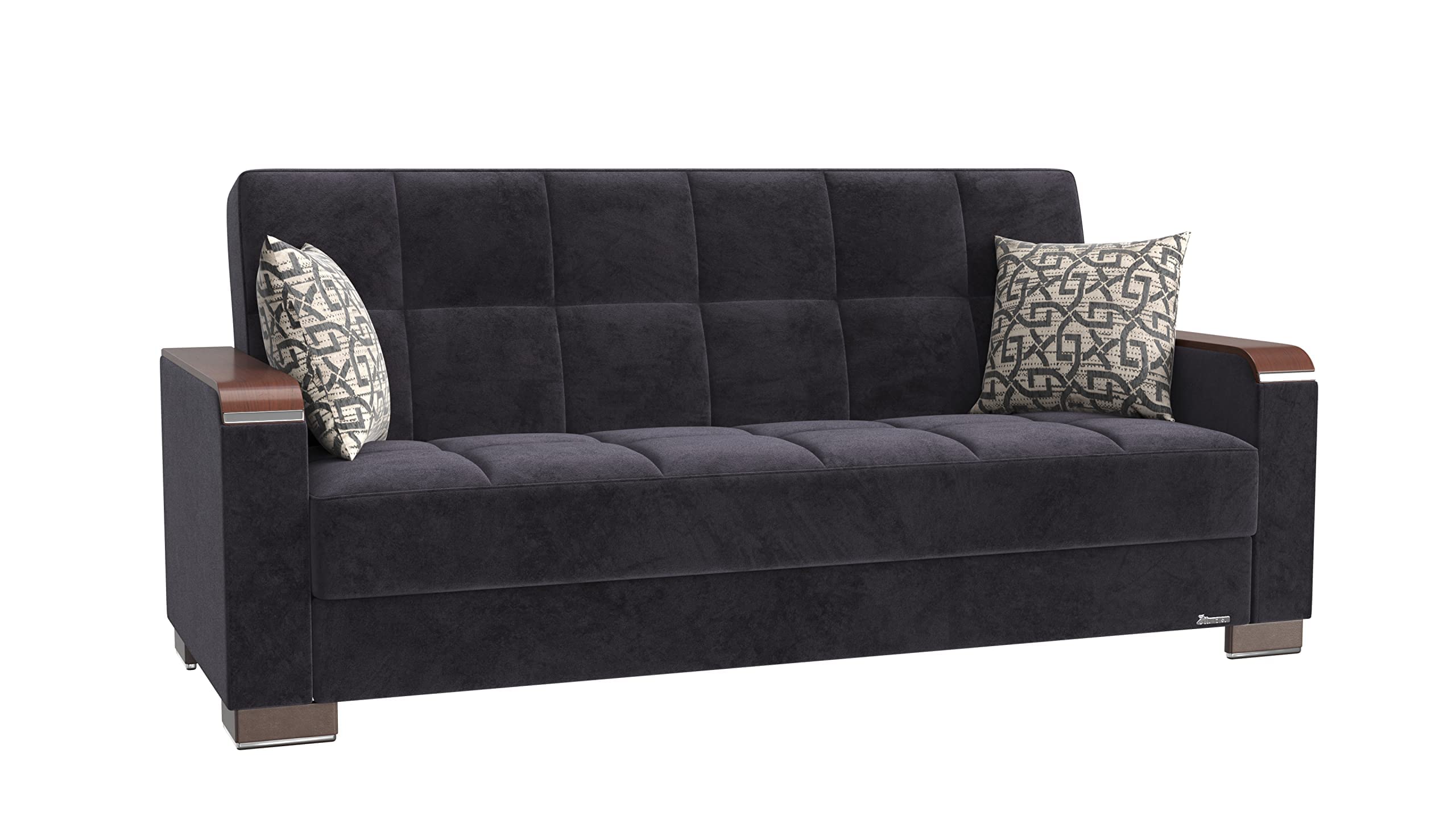 Ottomanson Convertible Sofa Bed with Storage - Legacy X Collection, Black | Space-Saving Sleeper Sofa for Small Apartments & Guest Rooms