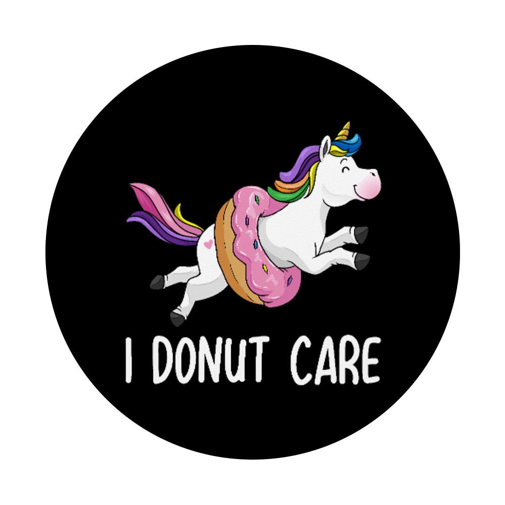 Unicorn Candy Lover Donut Shirt - Funny 'Girl I Donut Care' Graphic Tee for Women | PopSockets PopGrip: Swappable Phone & Tablet Grip for Candy & Sweets Lovers | Perfect for Casual Wear, Gifts & Unicorn-Themed Parties