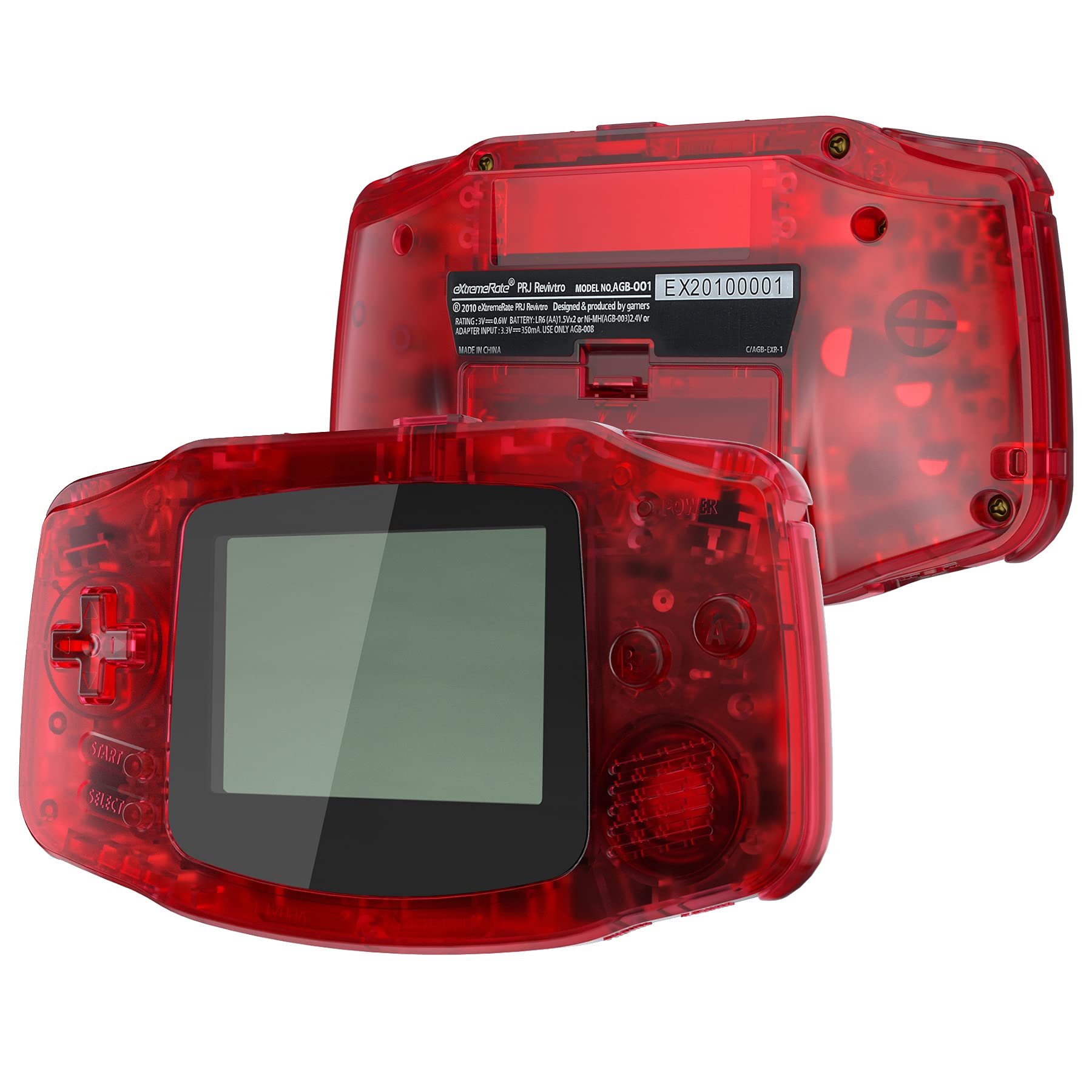 eXtremeRate Clear Red Replacement Shell Full Housing Cover with Buttons for Gameboy Advance GBA - Compatible with IPS & Standard LCD Screens - DIY Gaming Console Mod Kit - Perfect for Retro Gaming Enthusiasts & Collectors (Console & IPS Screen Not Included)