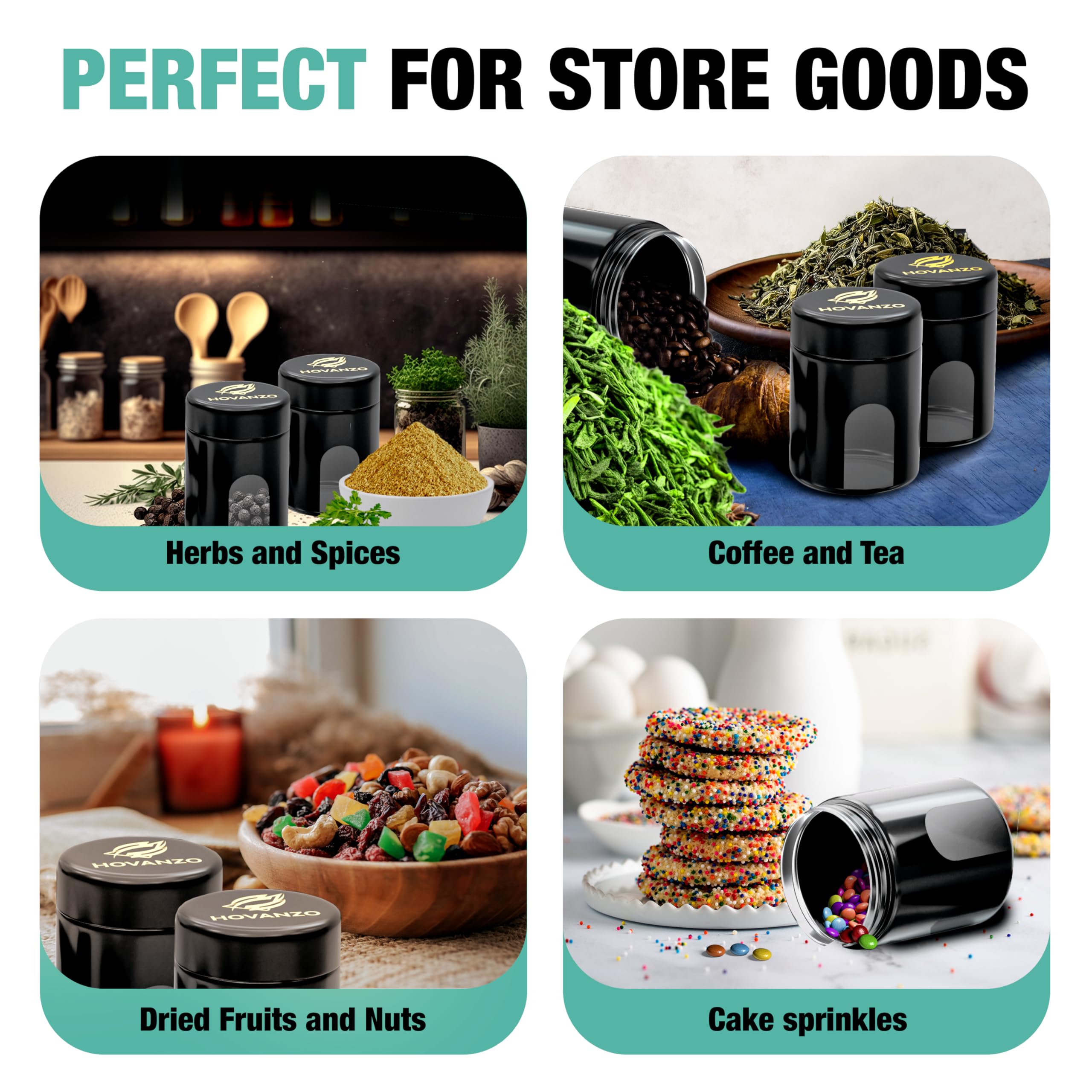 Large Bamboo Storage Box with Airtight Glass Jars & Combination Lock - Decorative Wooden Locking Box with Rolling Tray for Home Organization | Perfect for Kitchen Pantry, Bathroom Essentials & Jewelry Storage