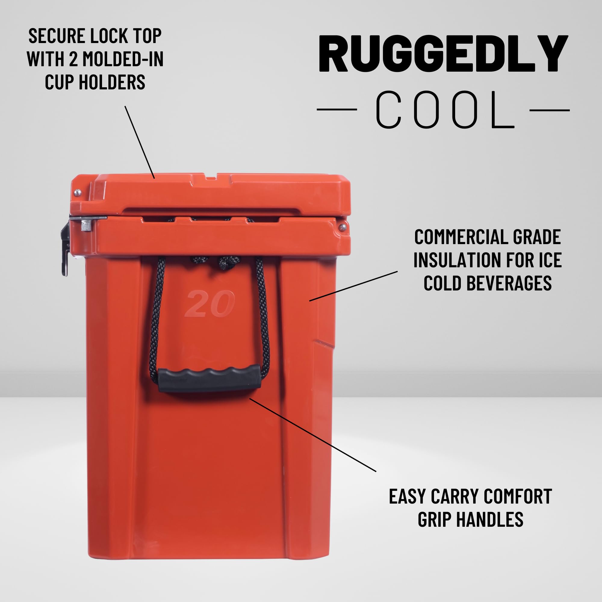 CAMP-ZERO 20L Insulated Drink Cooler with 2 Built-in Beverage Holders - Perfect for Camping, Picnics, Beach Trips & Outdoor Parties