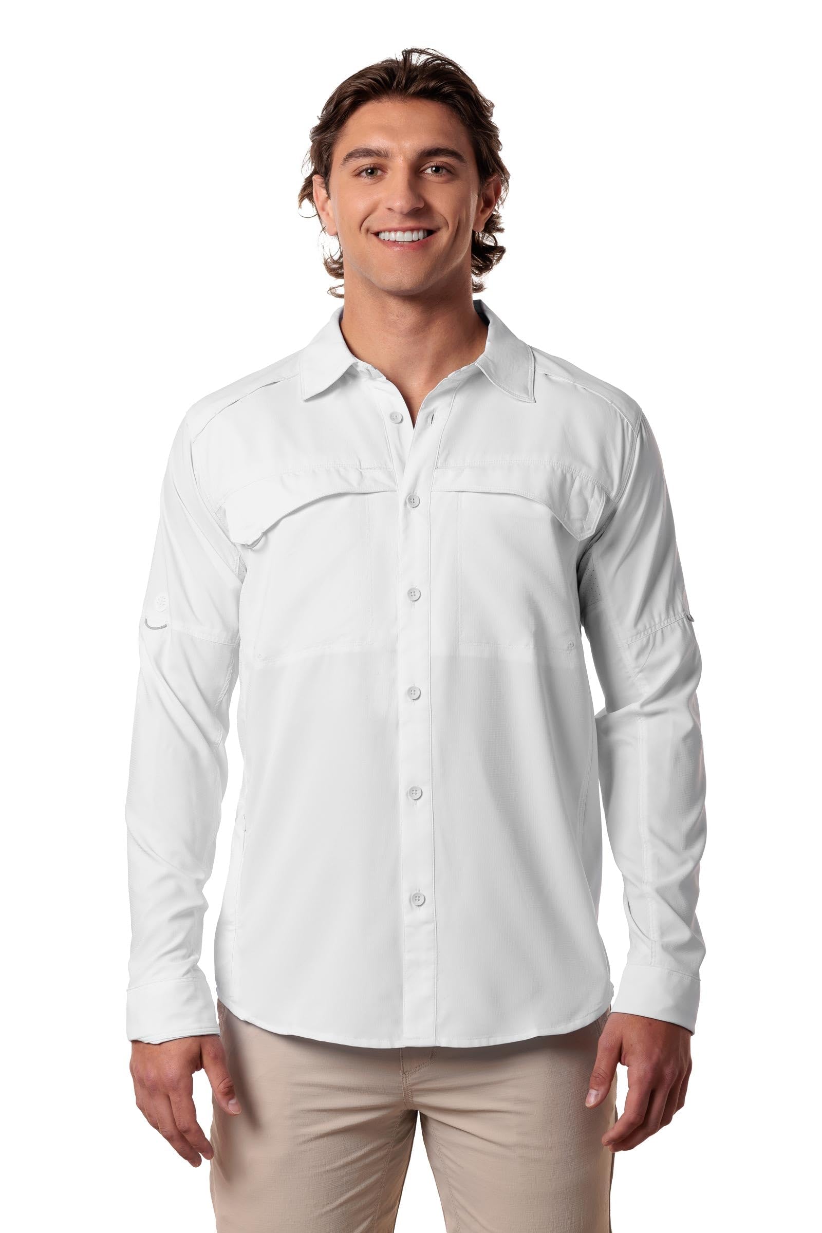 Coolibar UPF 50+ Men's Nassau Fishing Shirt - Sun Protective Long Sleeve Shirt for Outdoor Activities, Fishing, Hiking & Beach Wear