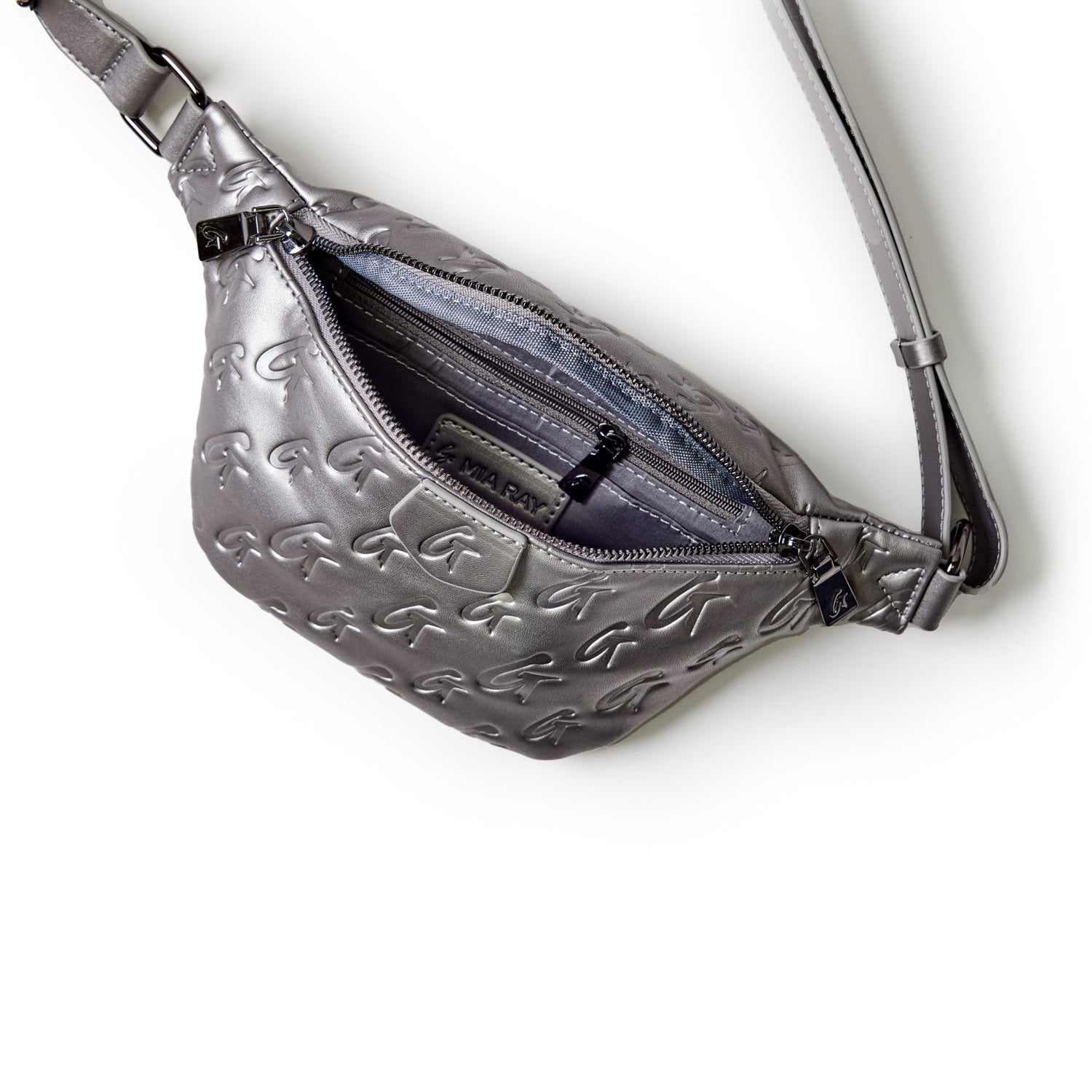 MINI MONOGRAM FANNY PACK PLATINUM - Stylish Waist Bag for Women & Men, Trendy Crossbody Bum Bag for Travel, Gym, Running, Hiking & Everyday Use