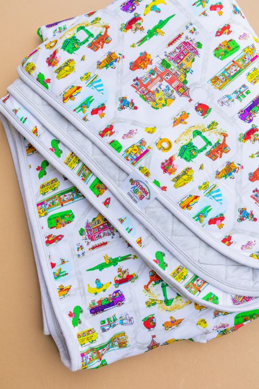 Richard Scarry's Busy Town Map Quilted Oversized Blanket - Soft Kids Bedding, Playroom Decor & Cozy Reading Companion for Children's Rooms and Nursery