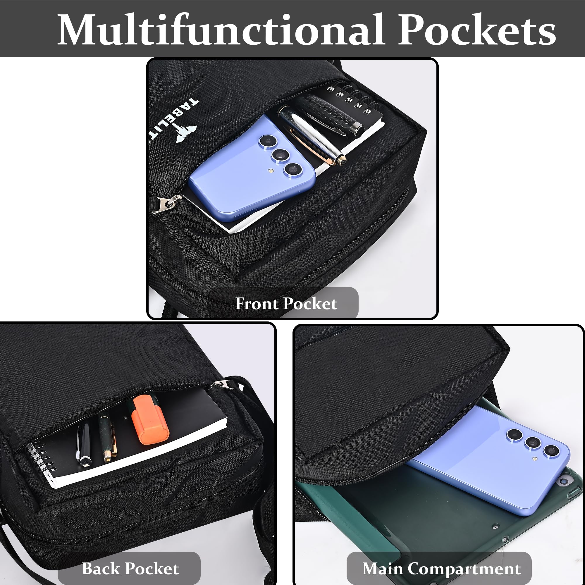 TABELITO Waterproof Crossbody Bag for Men & Women - Adjustable Shoulder Strap, Travel & Everyday Use - Fits Tablet, Phone, Wallet, Passport, Cash & Cards | Perfect for Commuting, Shopping & Travel Adventures