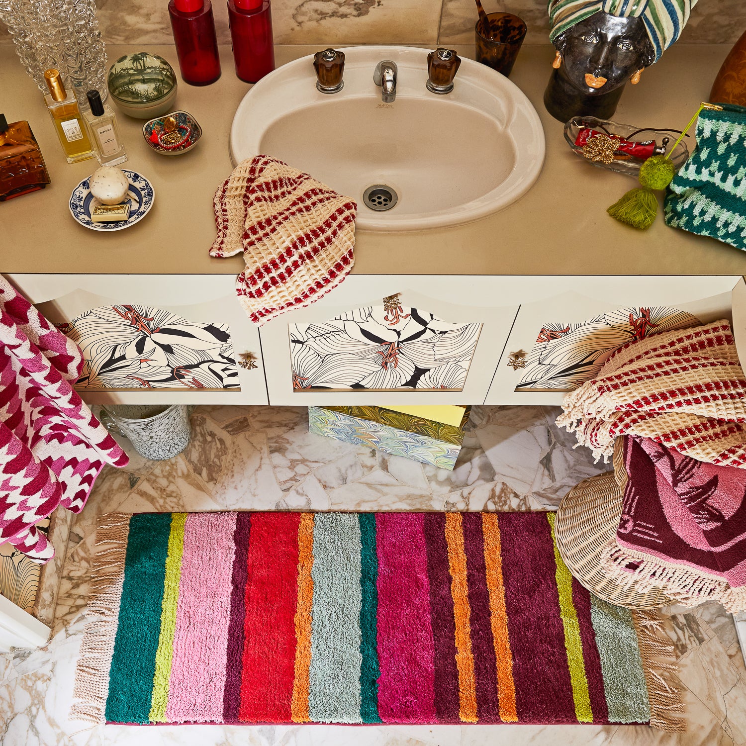 Corinne Non-Slip Bath Runner Rug - Soft Absorbent Microfiber Bath Mat for Bathroom Floor - Perfect for Showers, Bathtubs & Vanity Areas
