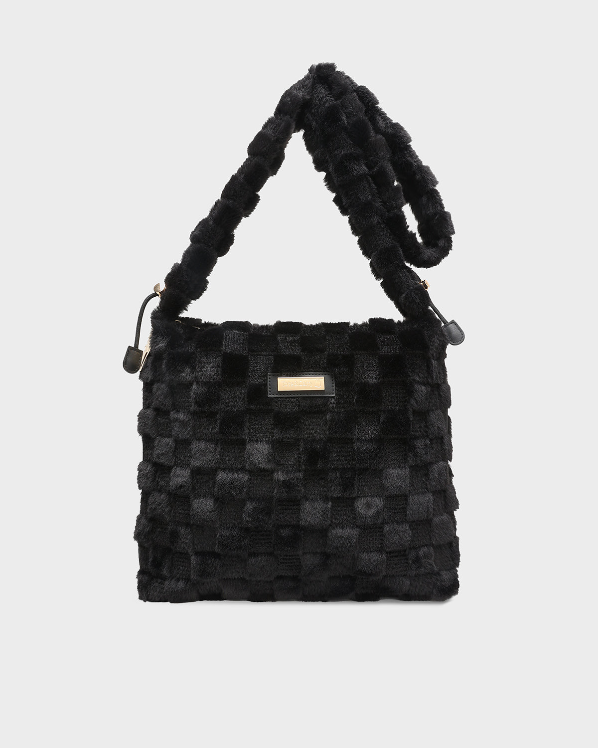 Stylish Black Fluffy Messenger Bag for Women & Men - Perfect for Work, School & Travel