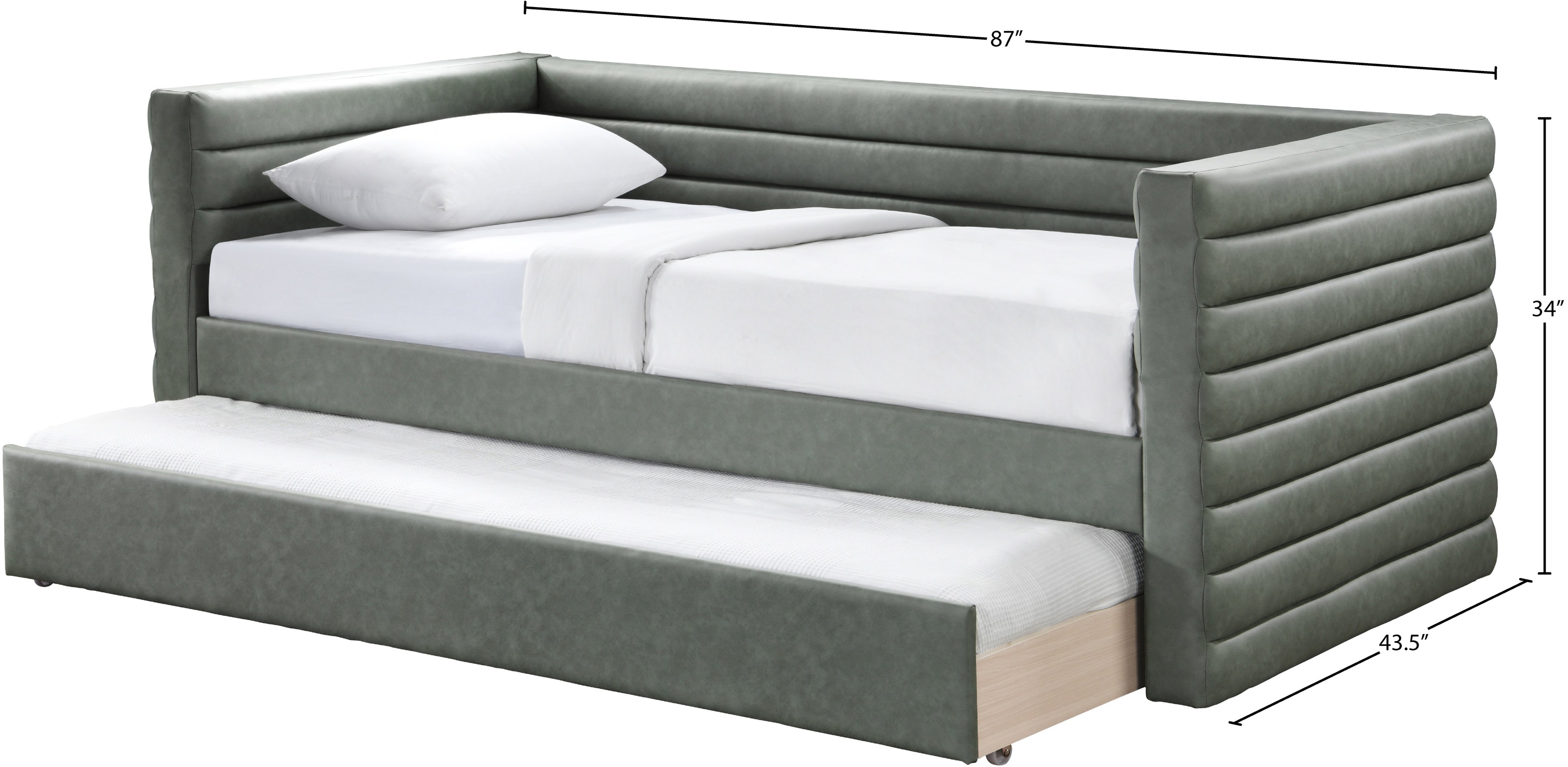 Beverly Vegan Leather Daybed - Modern Faux Leather Sofa Bed for Living Room, Guest Room & Small Spaces | Comfortable Sleeper Couch with Premium PU Leather