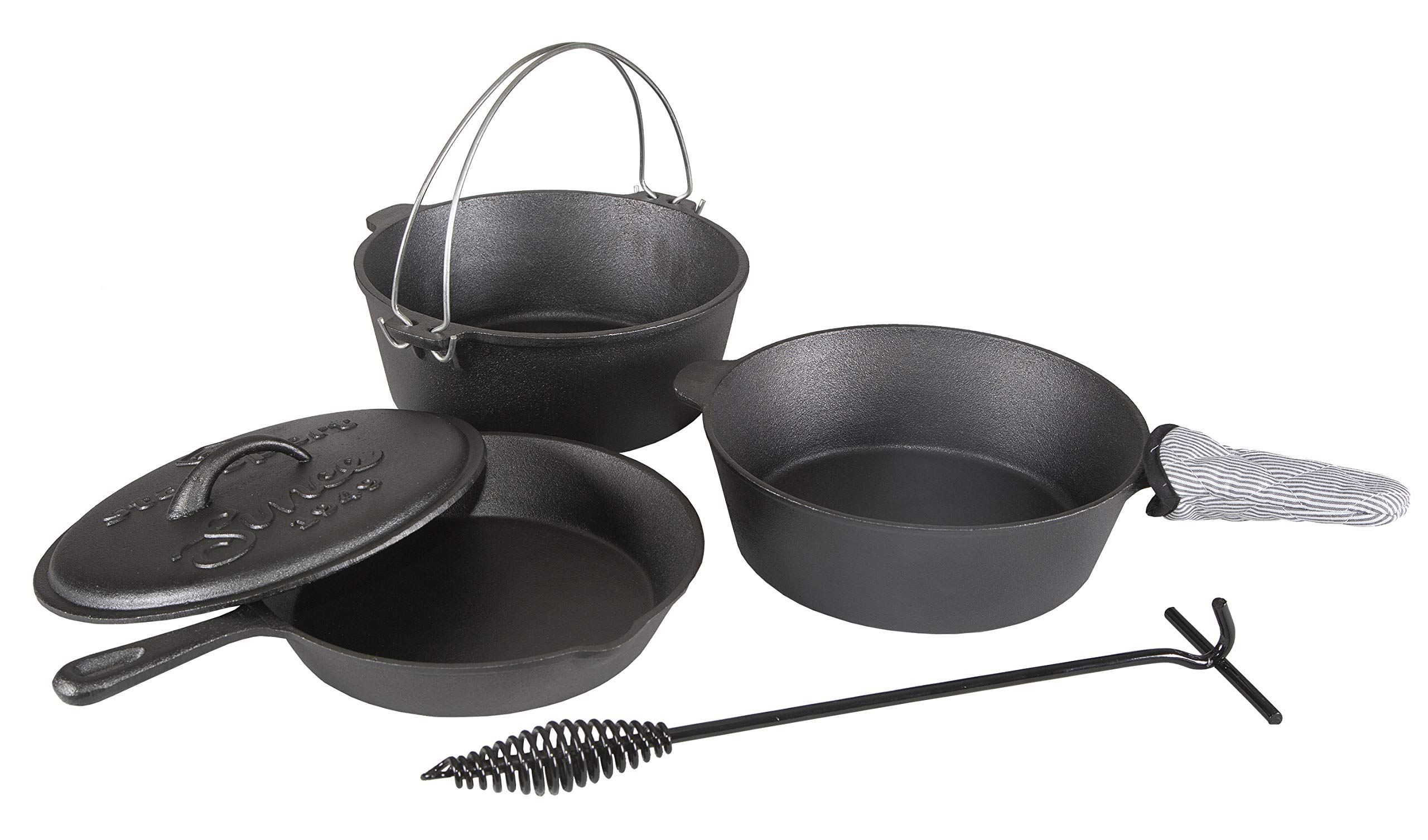 Stansport Pre-Seasoned Cast Iron Dutch Oven - 5.5 Quart Enameled Cast Iron Pot with Lid - Perfect for Braising, Stewing, Baking & Camping - Ideal for Soups, Bread, Chili & Outdoor Cooking
