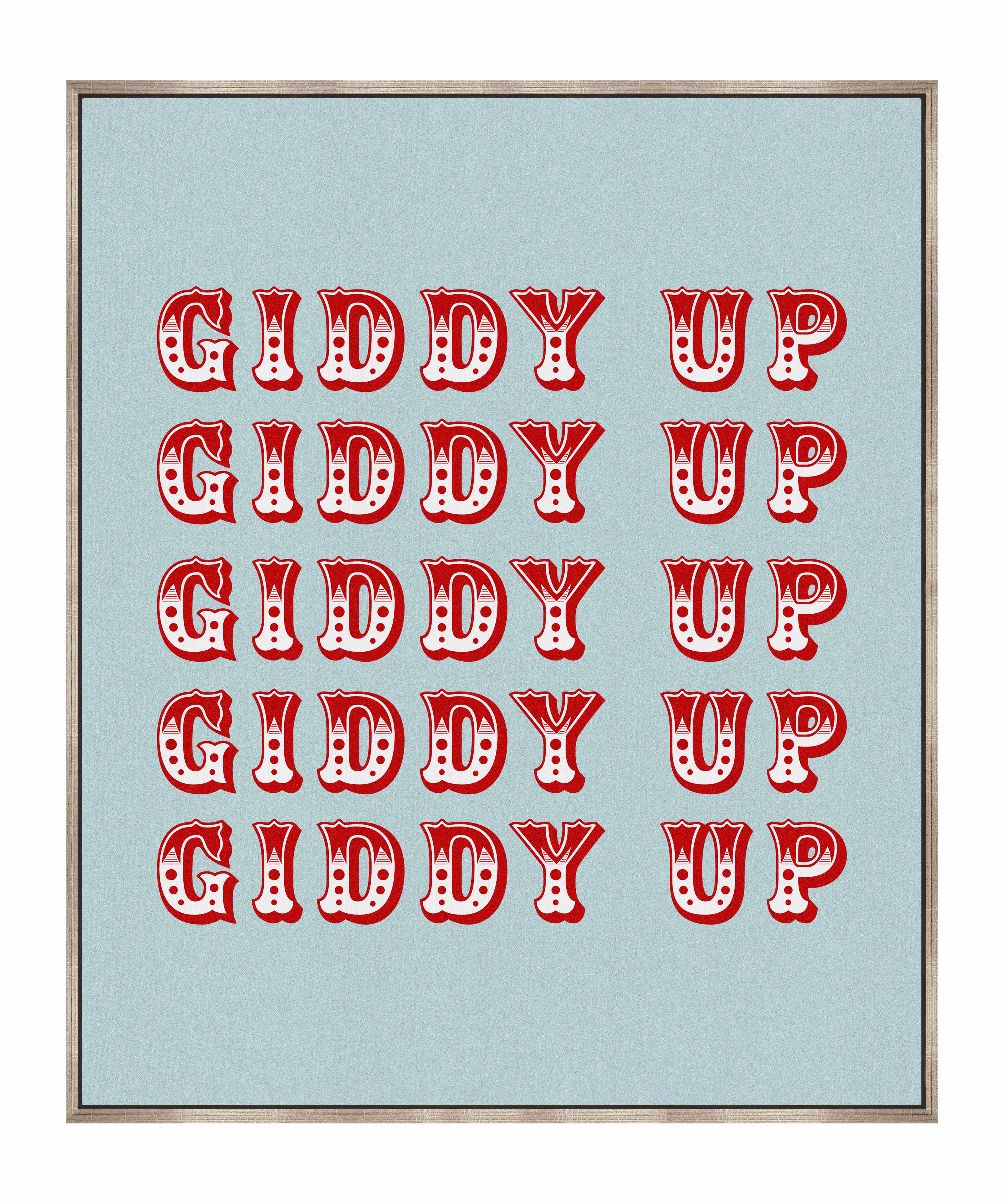 Giddy Up Western Horse Art Print - Gallery Wrapped Canvas Wall Decor for Living Room, Bedroom & Office - Ready to Hang Home Decor