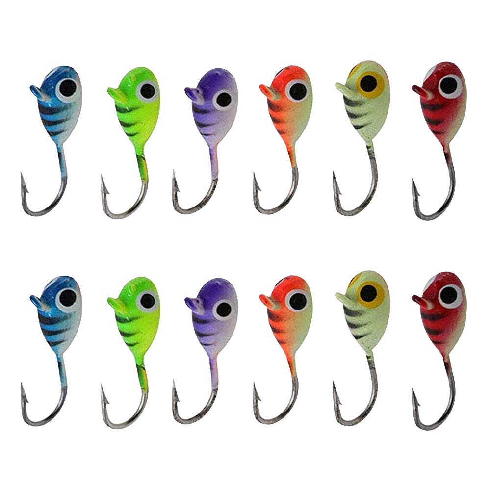 Glow in The Dark Ice Fishing Jigs Kit - Premium Ice Fishing Lures with Jig Heads for Panfish, Walleye, Perch & Crappie - Perfect for Night Fishing and Winter Ice Angling Adventures