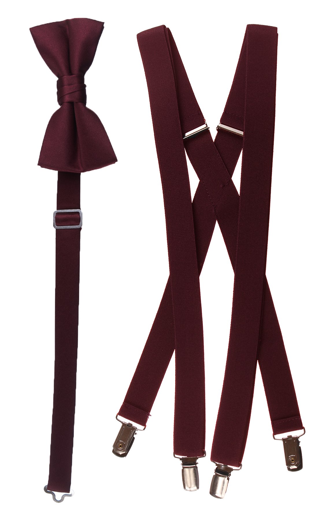 Tuxgear Boys Adjustable Suspenders & Bow Tie Set - Burgundy, 30