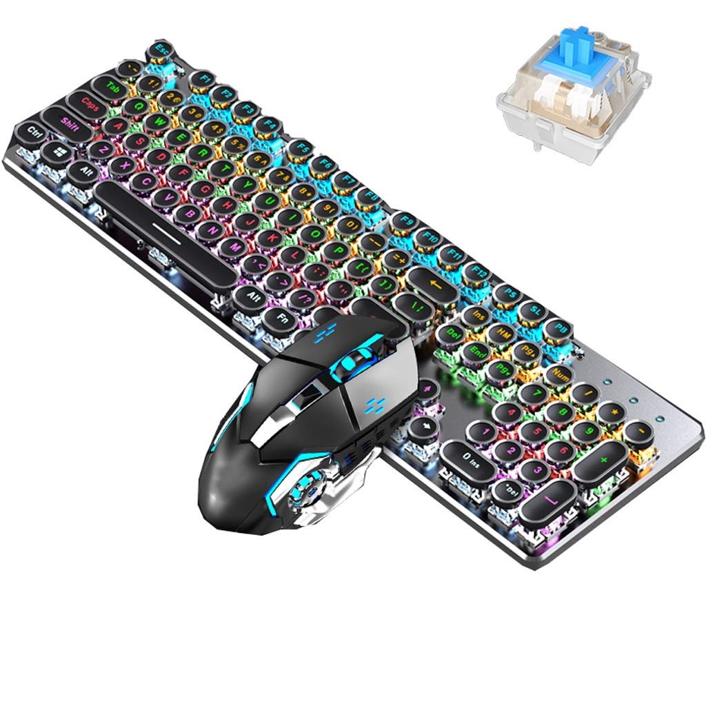 Mechanical Gaming Keyboard and Mouse Combo - Wired RGB Backlit Keyboard for PC, Laptop, Windows - Ergonomic Design for Gaming, Typing & Office Work (Color Light-Keyboard Mouse) - Perfect for Esports, Streaming & Professional Use
