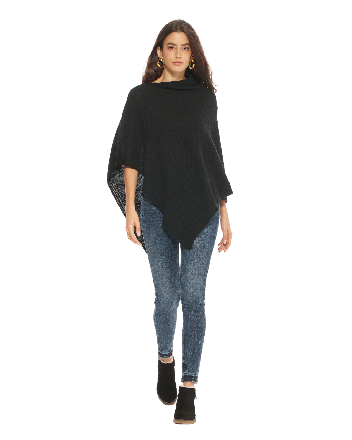 Women's Soft Pure Cashmere Cable Knit Poncho - Pastel Blue | Cozy Winter Wrap for Outdoors & Travel | Elegant Fashion Accessory