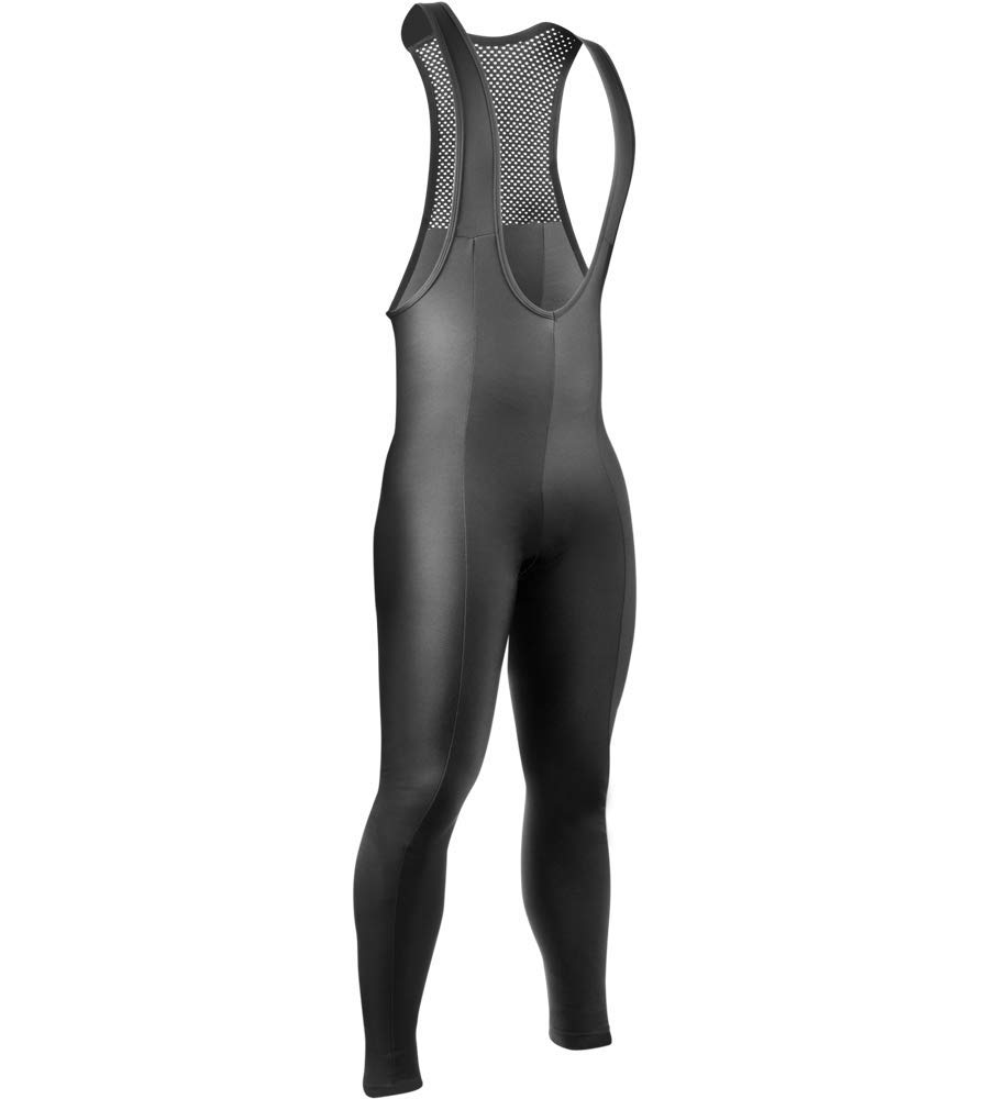 ATD Men's Thermal Fleece Cycling Bib Tights - Stretchable Padded Winter Biking Pants for Cold Weather Training & Outdoor Sports