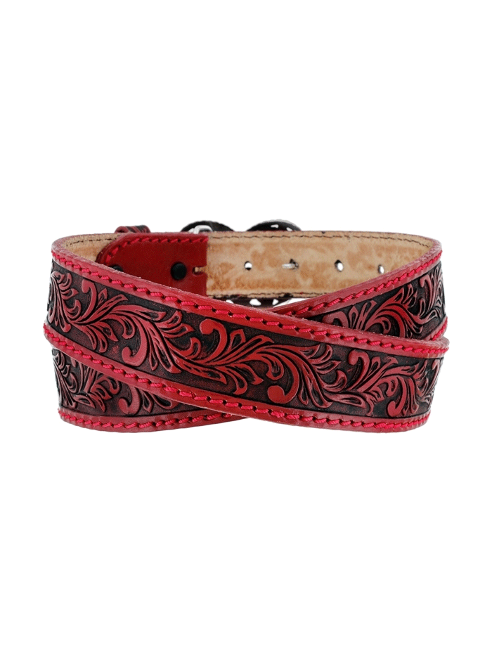 Justin C21337 Women's True Heartland Belt - Red Western Style Leather Belt for Cowgirl Fashion & Country Outfits