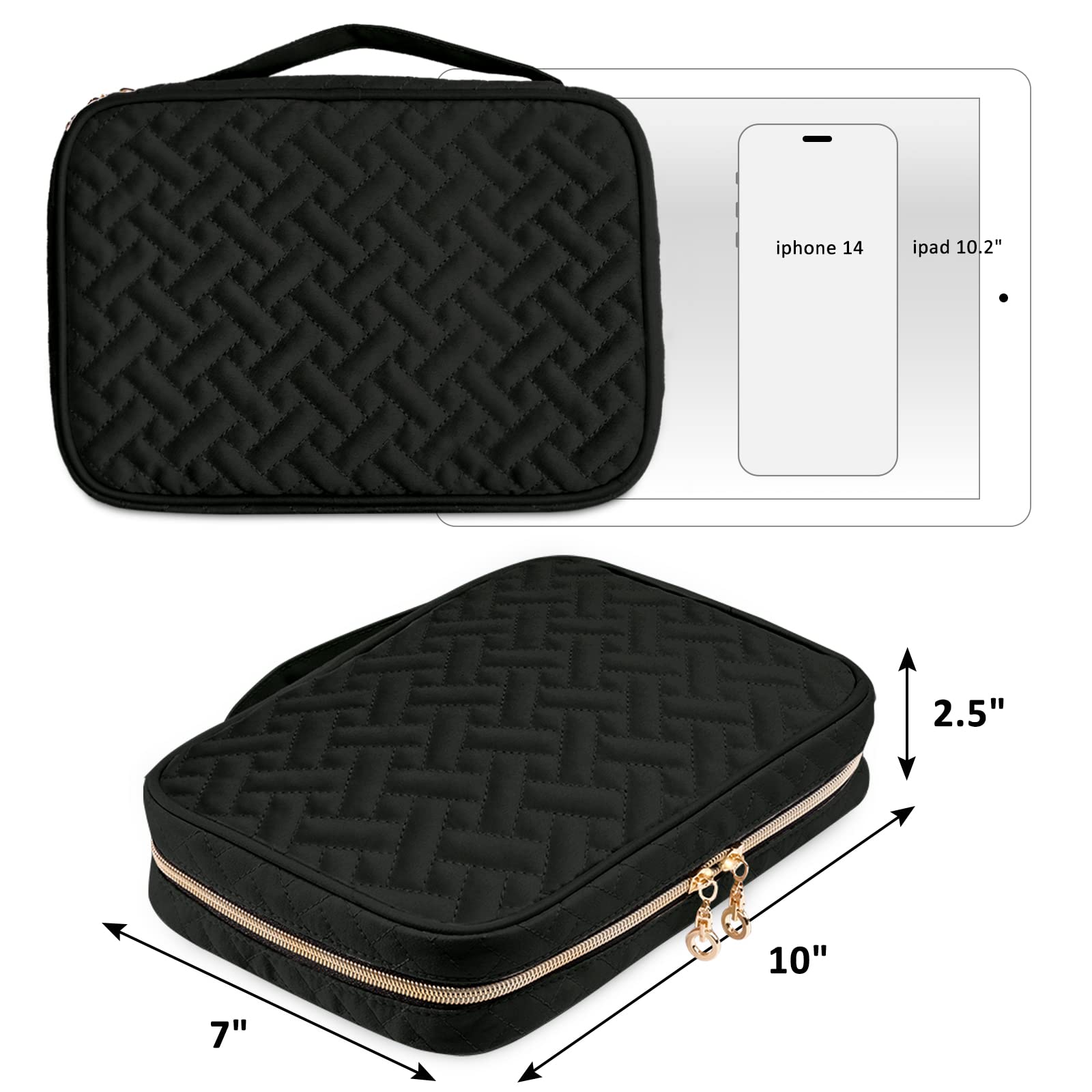 SFYBYHEART Large Capacity Travel Jewelry Organizer Case for Women - Tangle-Free Storage for Earrings, Necklaces & Rings - Perfect Jewelry Travel Bag for Vacations, Business Trips & Daily Use - Black