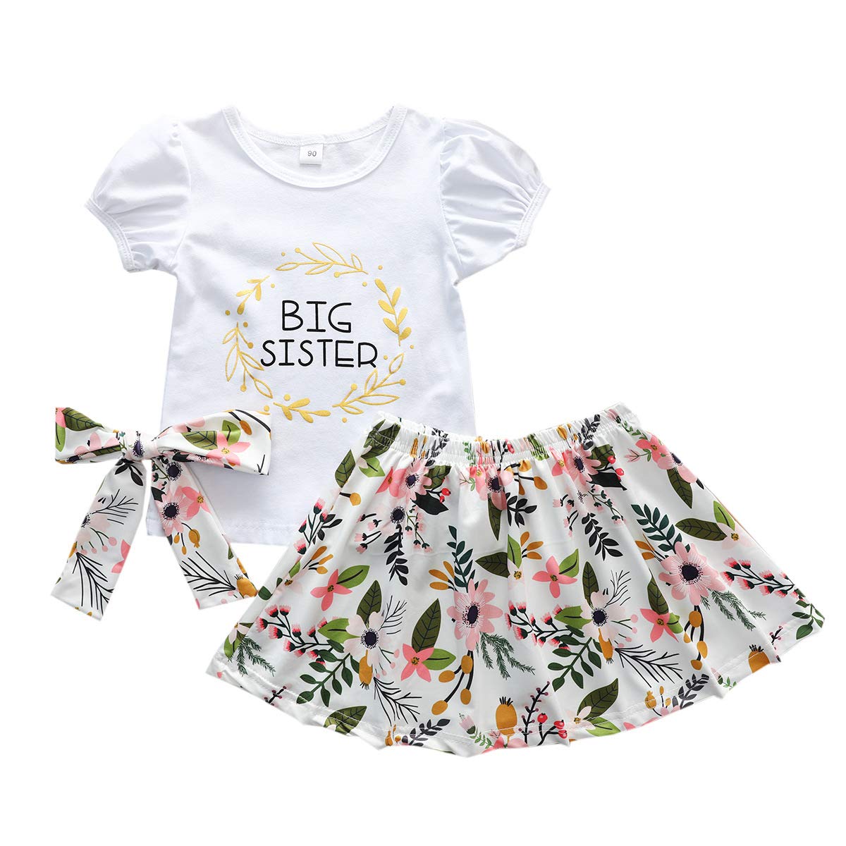 Big Sister Outfit Set for Toddler Girls - Cute Tee, Skirt & Headband 3-Piece Clothing | Perfect for Sibling Announcement, Newborn Photos & Family Celebrations