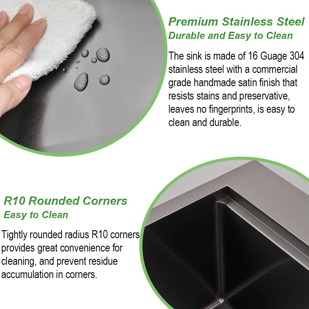 33 Inch Black Drop-In Kitchen Sink - Jshozzy 33x22 Stainless Steel Single Bowl Topmount Sink with Offset Drain | 16 Gauge Deep Workstation Sink for Modern Kitchens | Perfect for Meal Prep, Dishwashing & Large Cookware